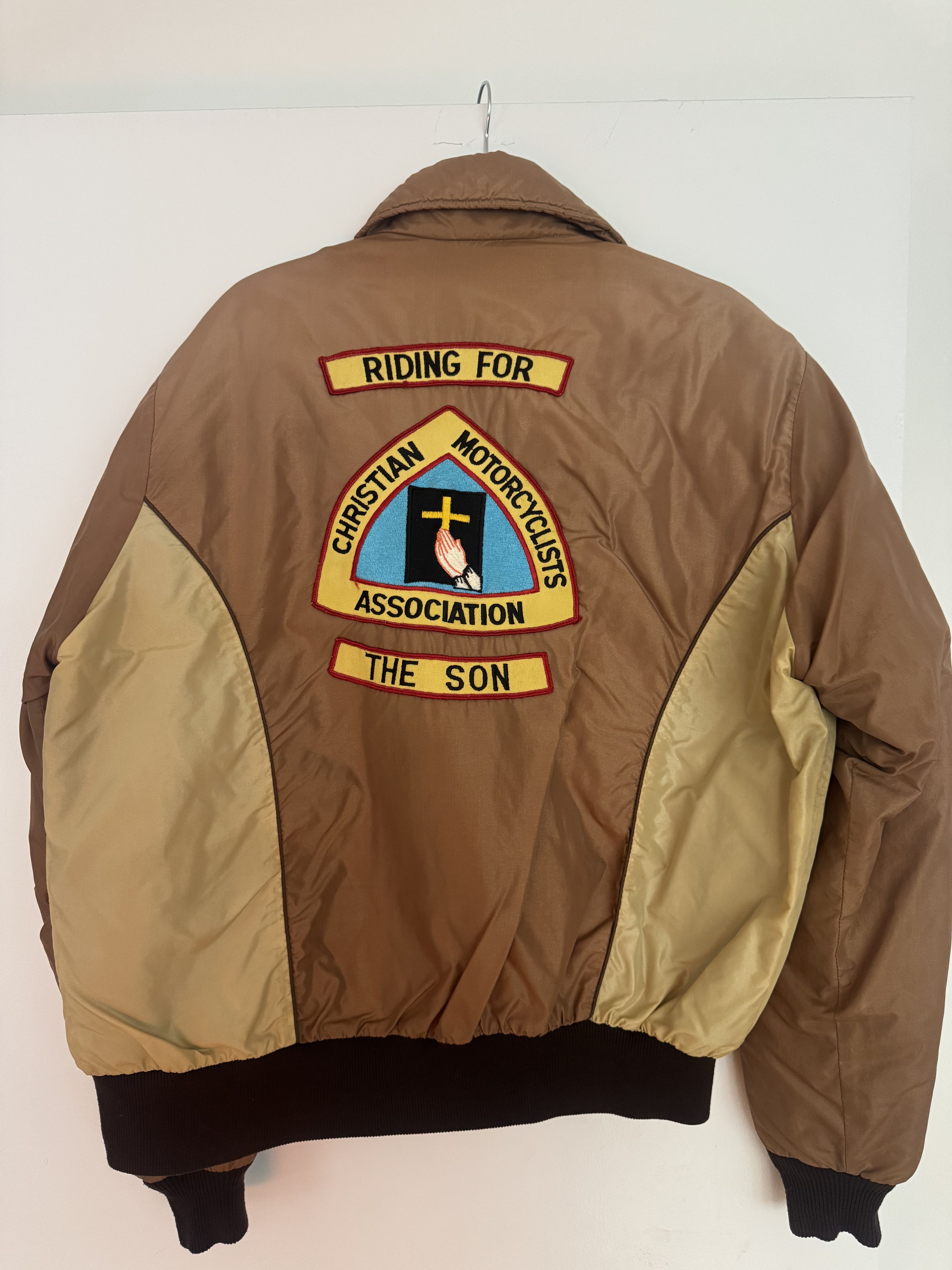 Vintage Vintage HONDALINE “RIDING FOR JESUS” Motorcycle Bomber Size US XL / EU 56 / 4 - 1 Thumbnail