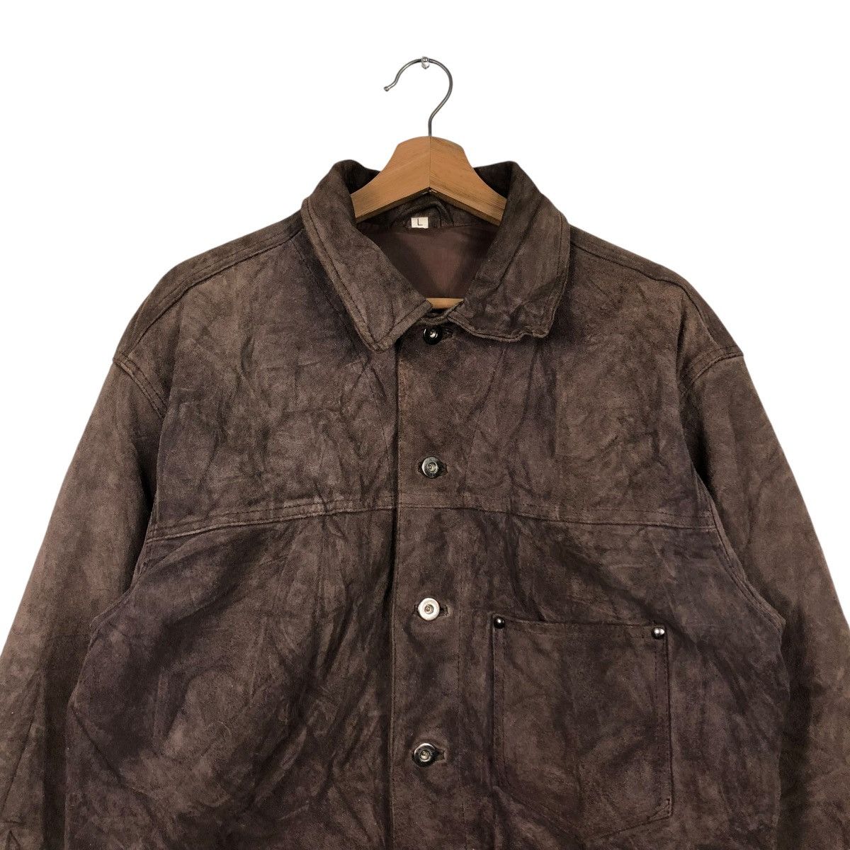 Japanese Brand 🔥VINTAGE GENUINE LEATHER JACKET COW SPLIT ISSEY MIYAKE Size US L / EU 52-54 / 3 - 5 Thumbnail