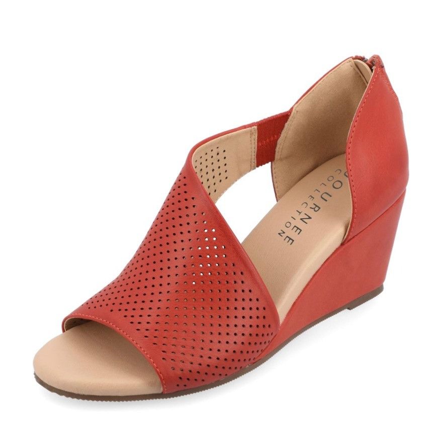 Journee Collection Women's Aretha Wedge Sandals Rust 7 NIB