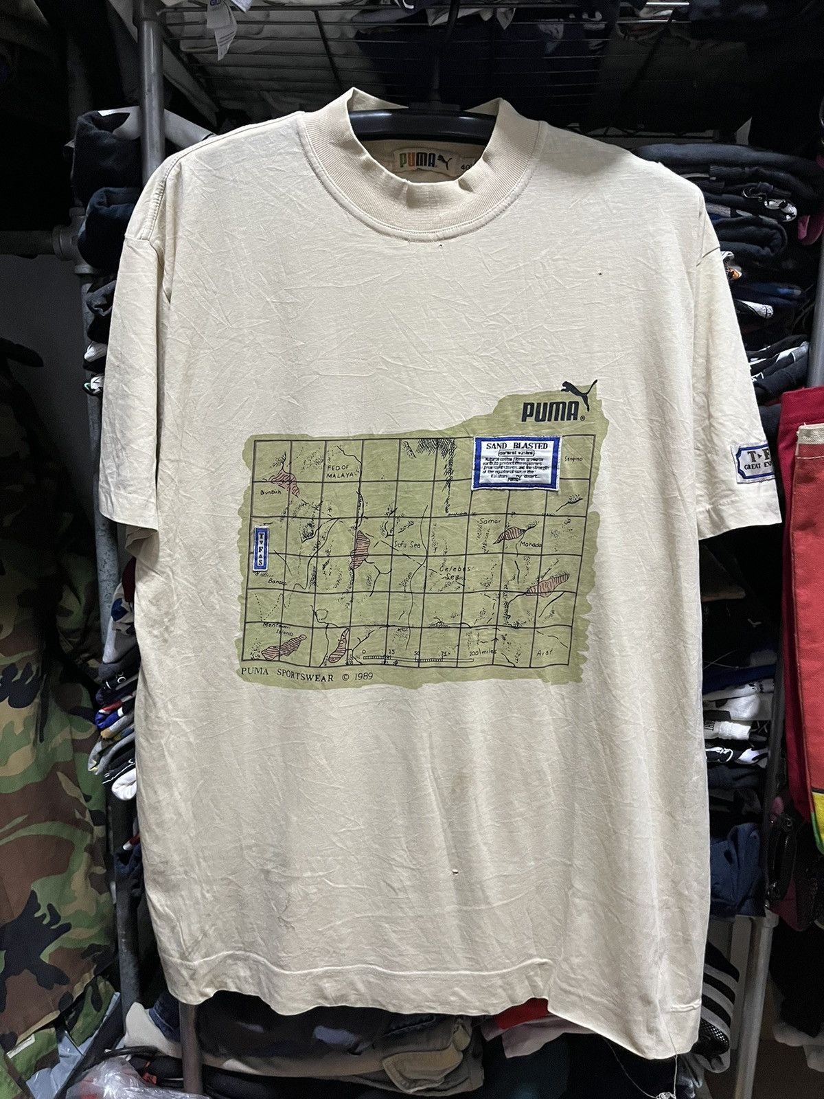 Puma × Vintage Puma Sand Blasted T.F.S Tee Logo 1989s Size US XL / EU 56 / 4 - 1 Thumbnail