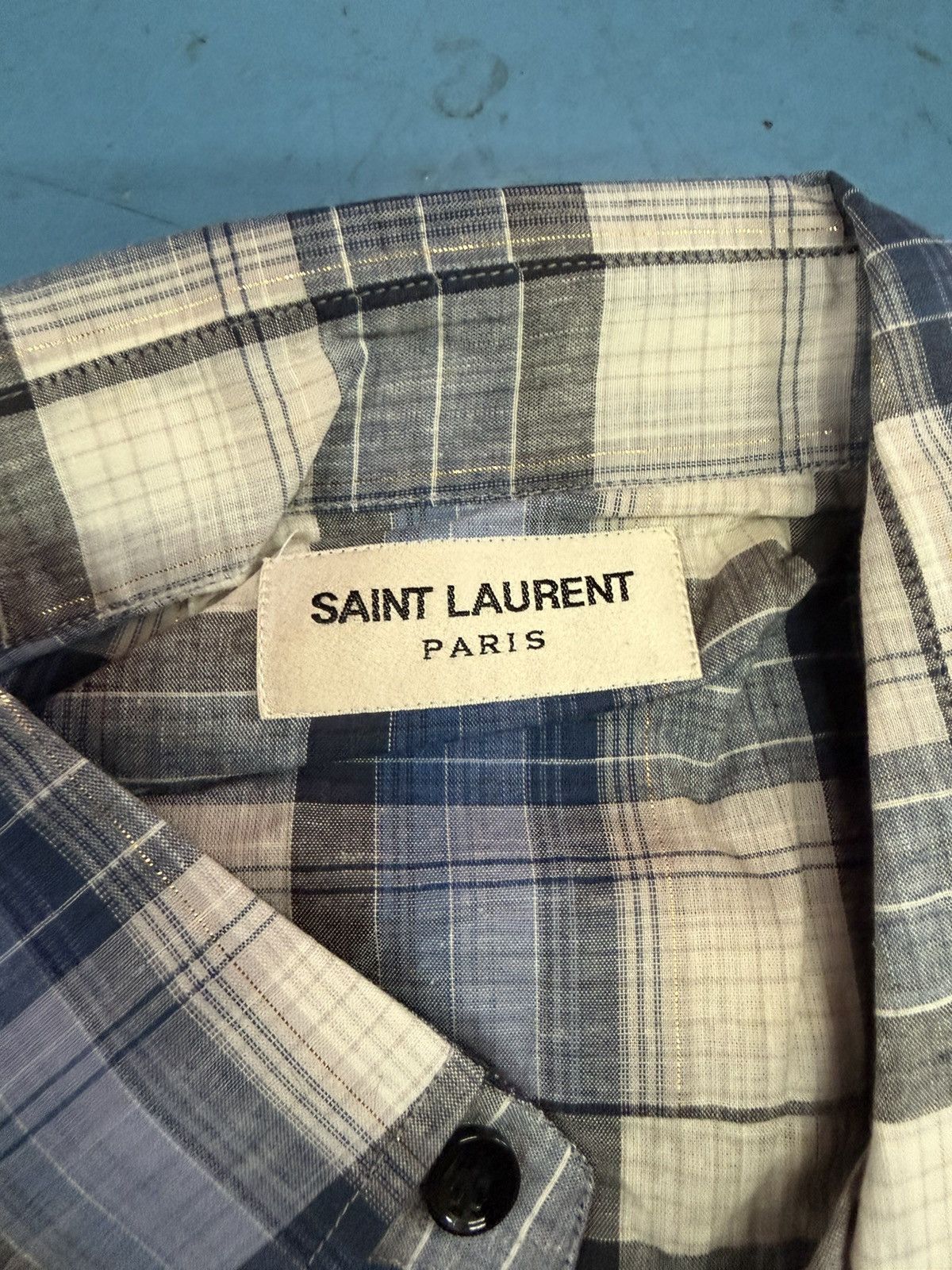 Saint Laurent Paris SAINT LAURENT FW14 BLUE CHECKERED SHIRT Size US L / EU 52-54 / 3 - 4 Thumbnail