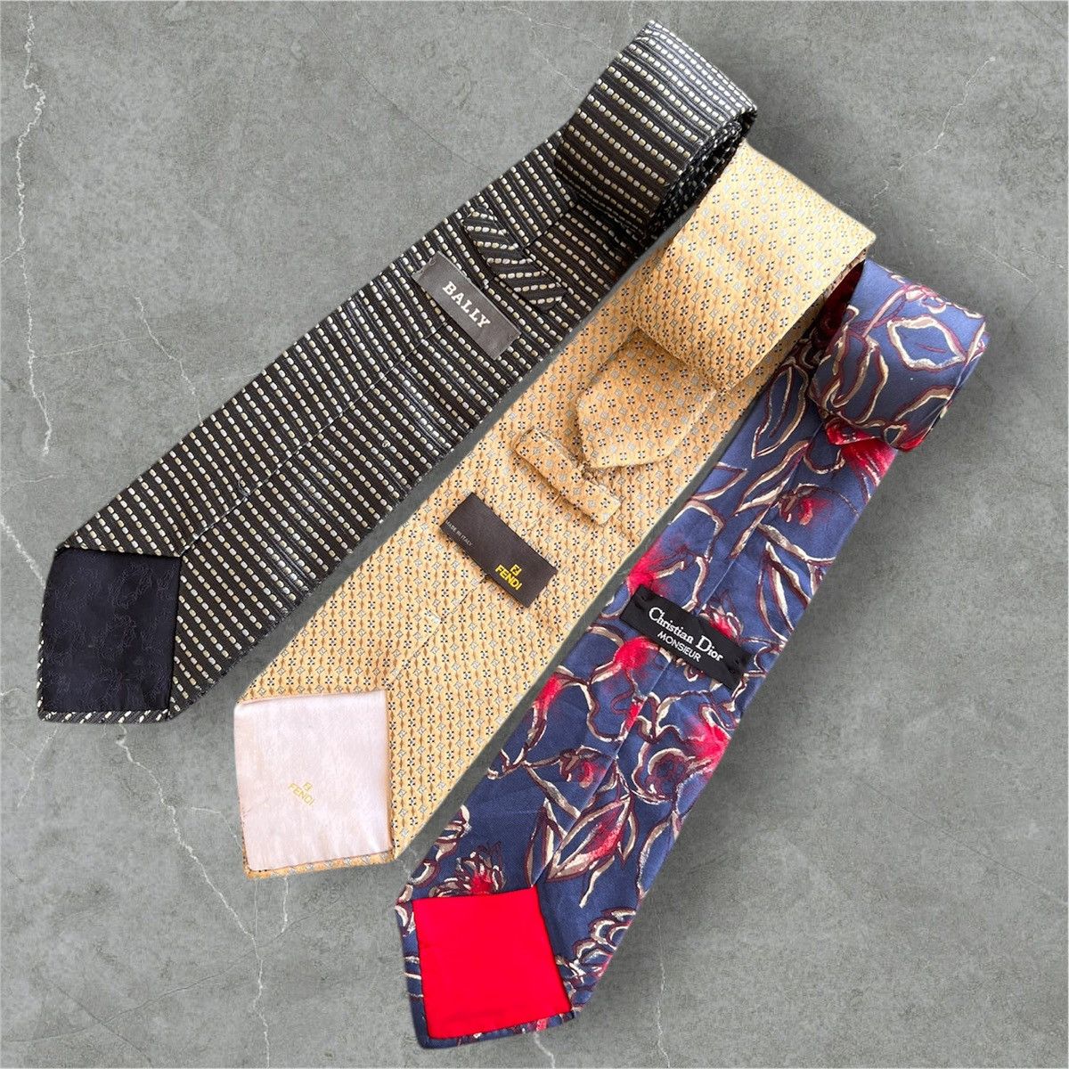 Christian Dior Monsieur Lot of 3 LUXURY DESIGNERS Silk Neckties V Size ONE SIZE - 1 Thumbnail