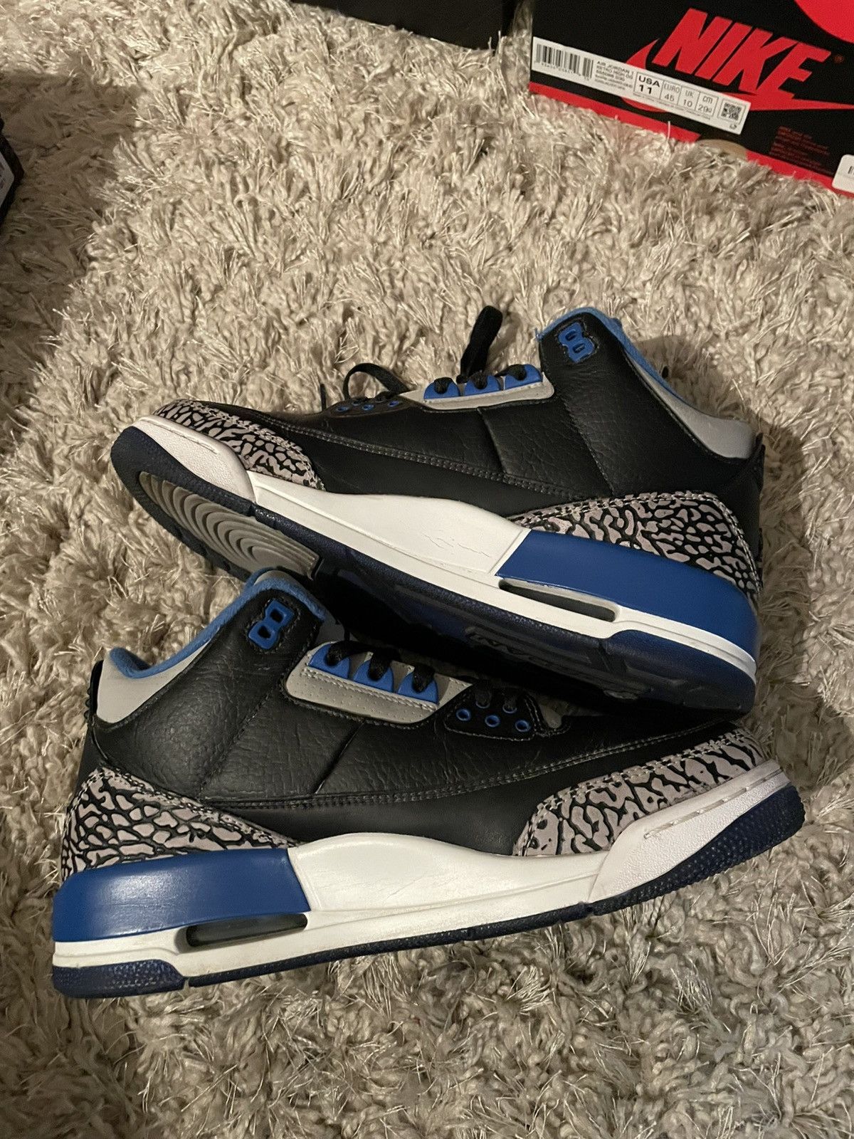 Jordan Brand Jordan 3 Black Sport Blue Size US 9 / EU 42 - 3 Thumbnail