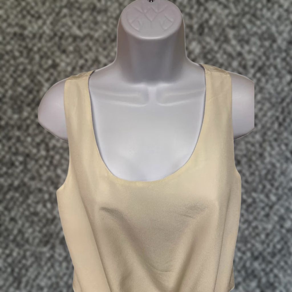 Dillard's Women's Blouse Sleeveless 100% Silk Tie Waist Medium Ivory in White, Women's