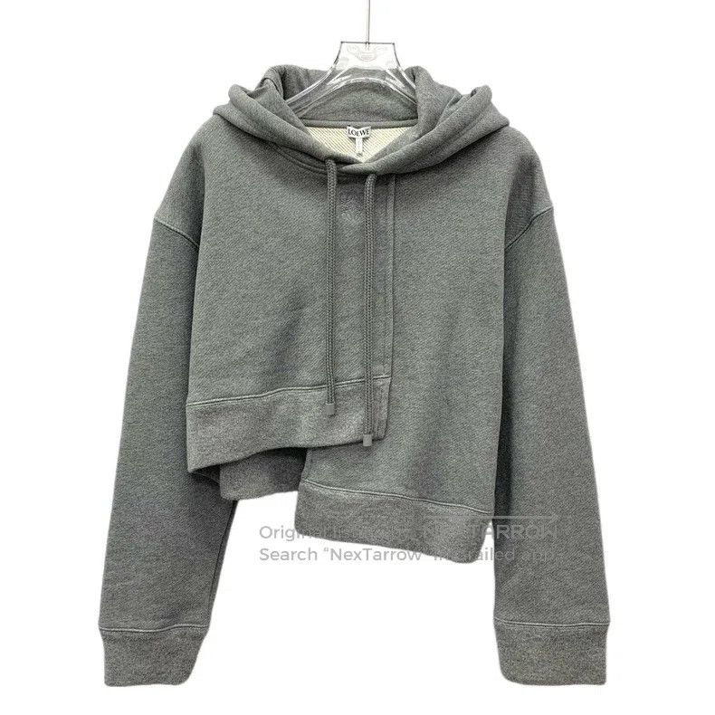 Loewe Loewe Gray Cotton Hooded Drawstring Long Sleeve Irregular Size S / US 4 / IT 40 - 1 Thumbnail