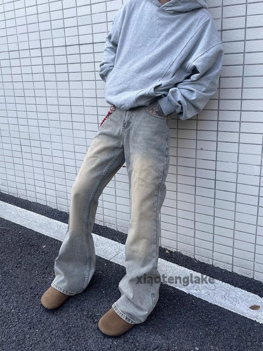 Jean × Vintage Washed faded rusty stain grunge flared yuppie jeans Size US 32 / EU 48 - 2 Thumbnail