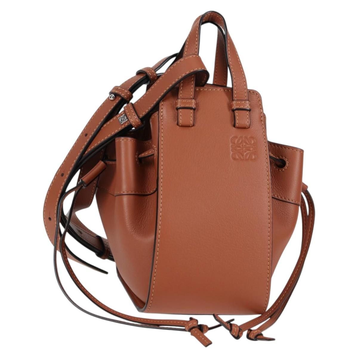 Celine Loewe Anagram Mini Hammock Shoulder Bag Leather Brown Gold Auth Nb470M in Brown/Gold, Women's