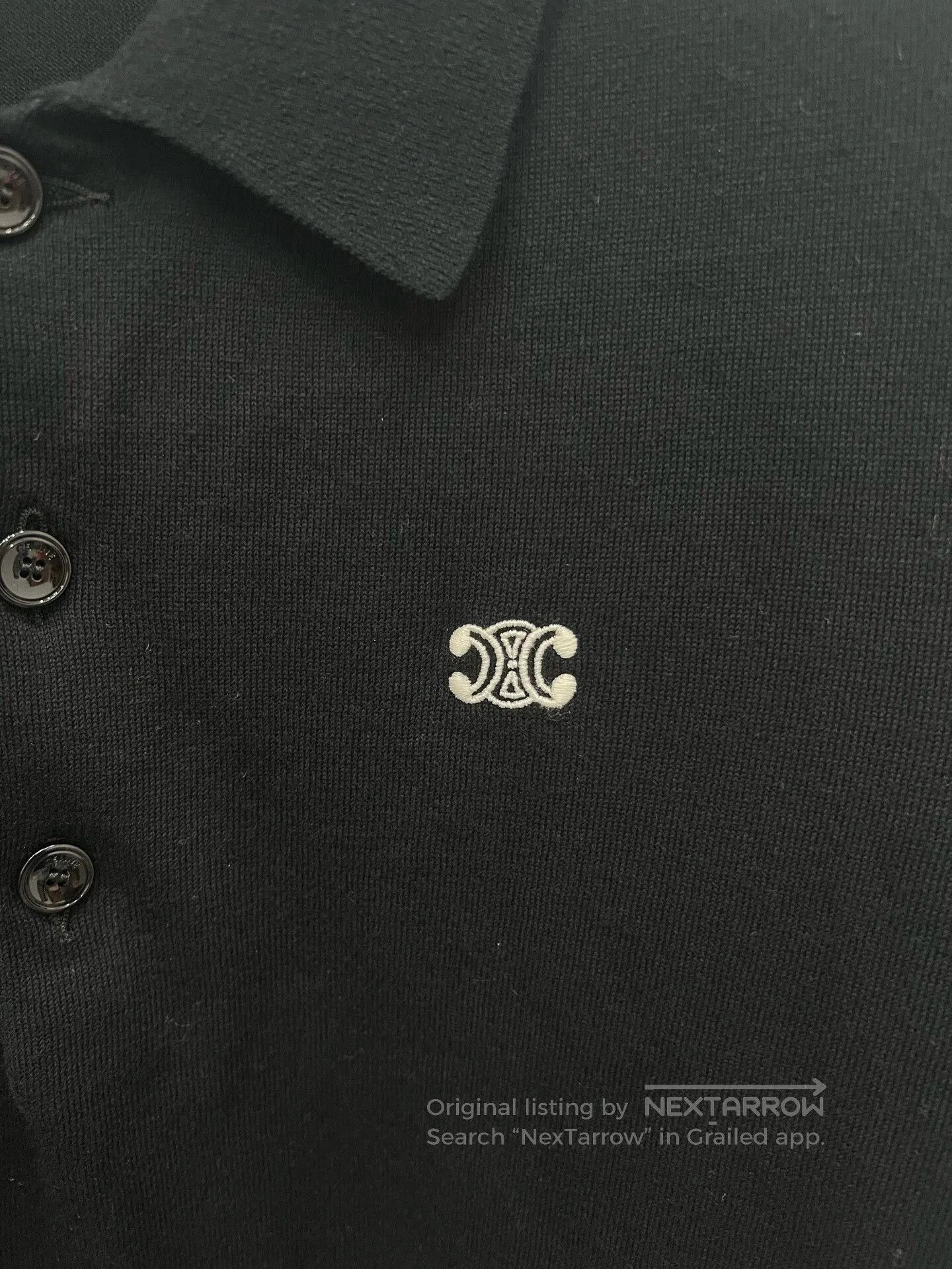 Celine Celine Black Triomphe Logo Knit Polo S. Size US S / EU 44-46 / 1 - 3 Thumbnail