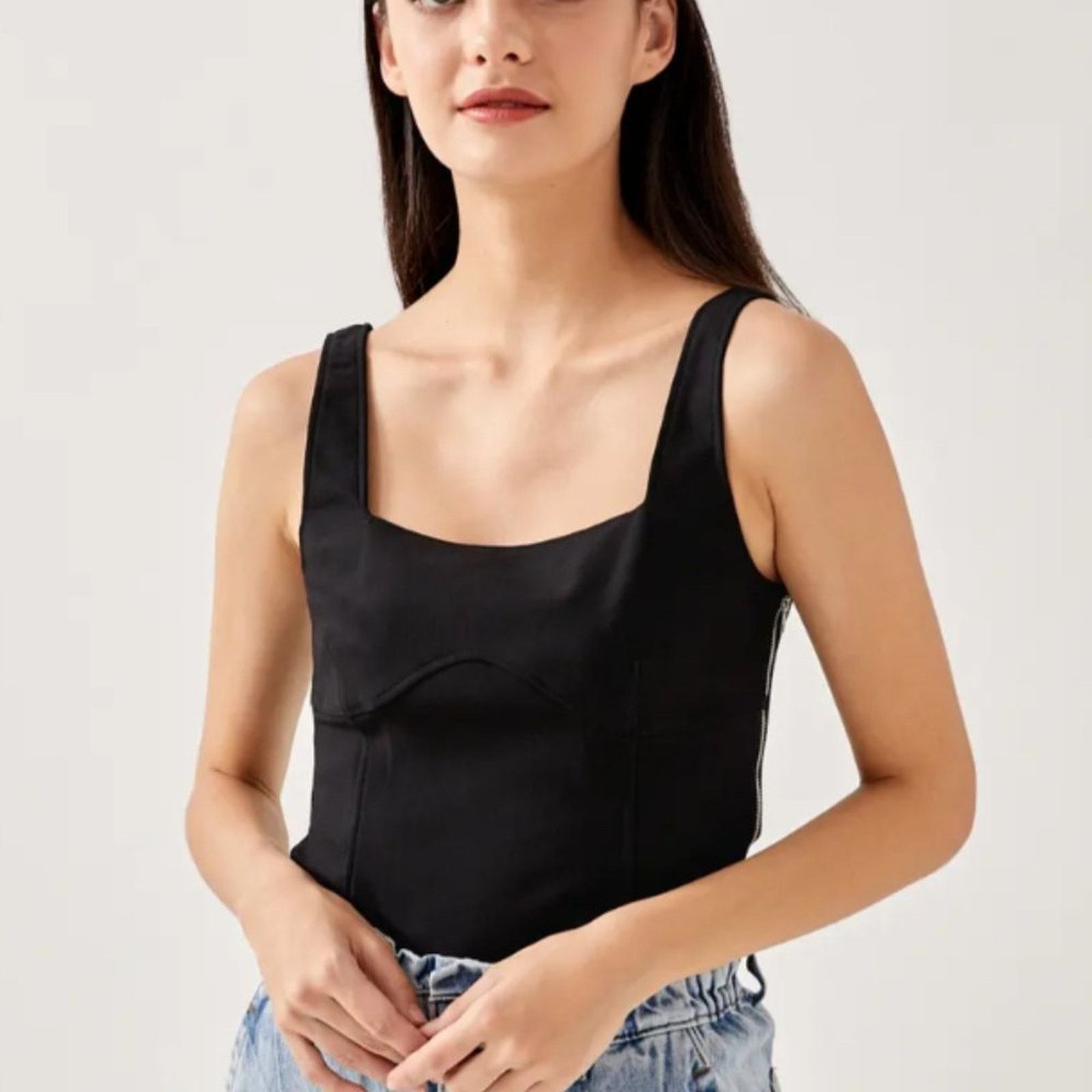 Other Love Bonito Black Tanalyn Square Neck Bustier Top Size M / US 6-8 / IT 42-44 - 2 Thumbnail