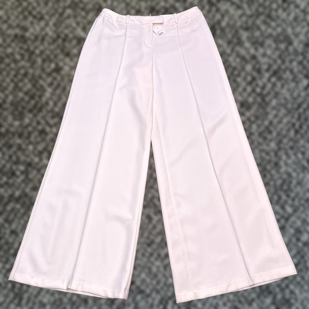 Vintage Cato Wide Leg Pants Womens 12 Beige Mid Rise Stretch Contemporary New Size 34" / US 12 / IT 48 - 1 Thumbnail