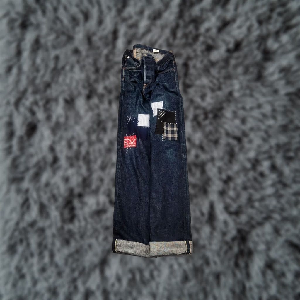 Edwin VINTAGE Edwin Japan Denim Jeans Main Selling Point Embroidered Selvedge 5-Pocket Design 34 Blue 90s Mens Jeans Size US 34 / EU 50 - 1 Thumbnail