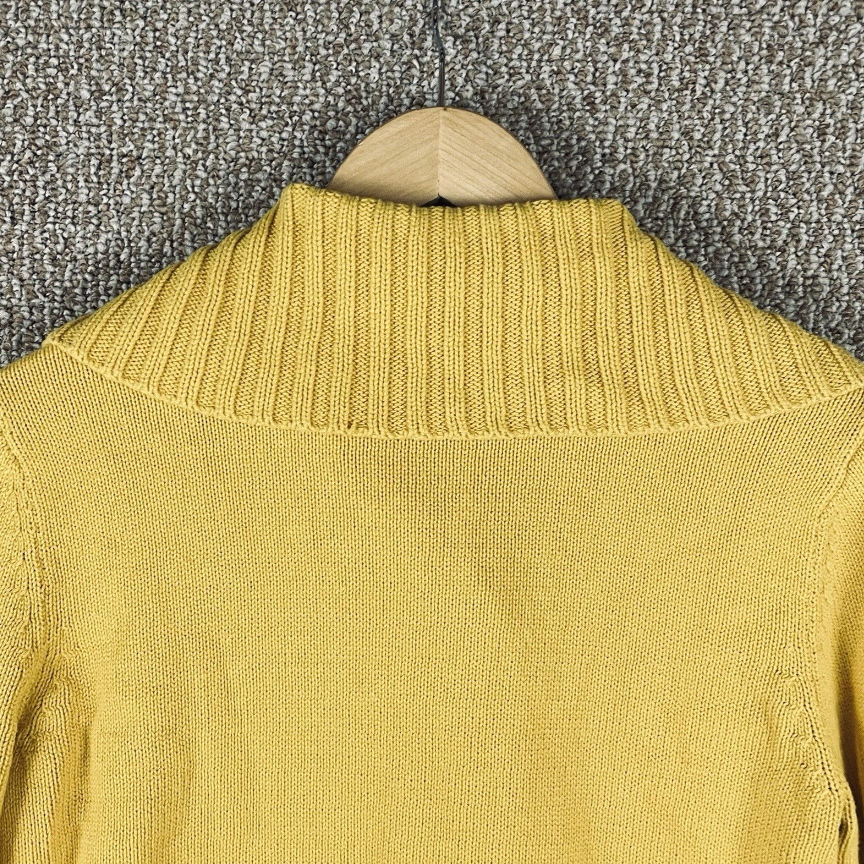 Ralph Lauren Ralph Lauren Sweater Womens M Mustard Ribbed Wrap Shawl Collar Gold Clasp E57 Square Knit Pullover Size M / US 6-8 / IT 42-44 - 6 Thumbnail