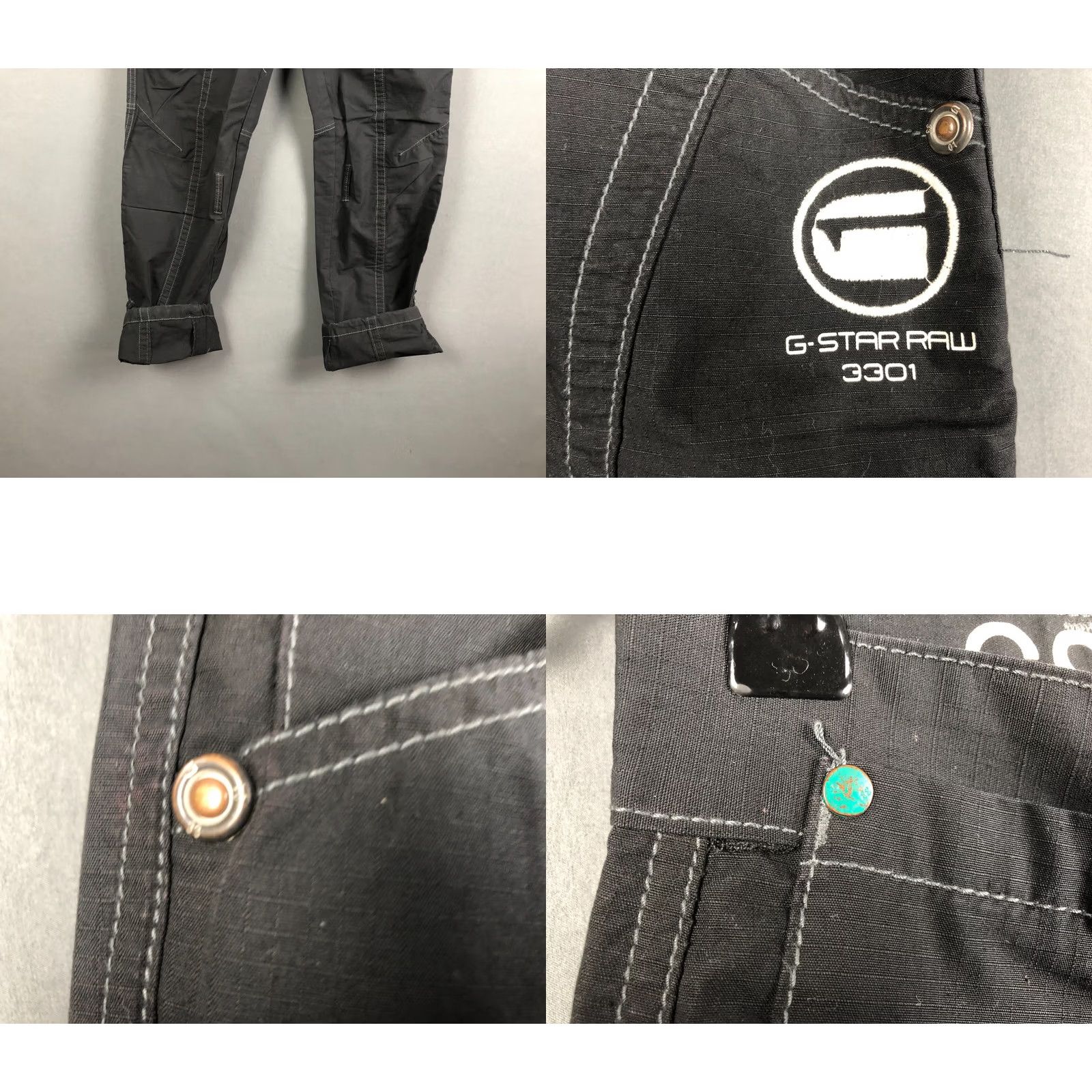 G-Star G-Star 3301 Cargo Pants Regular Cotton Black W29 L32 Mens Pants Size US 29 - 8 Thumbnail