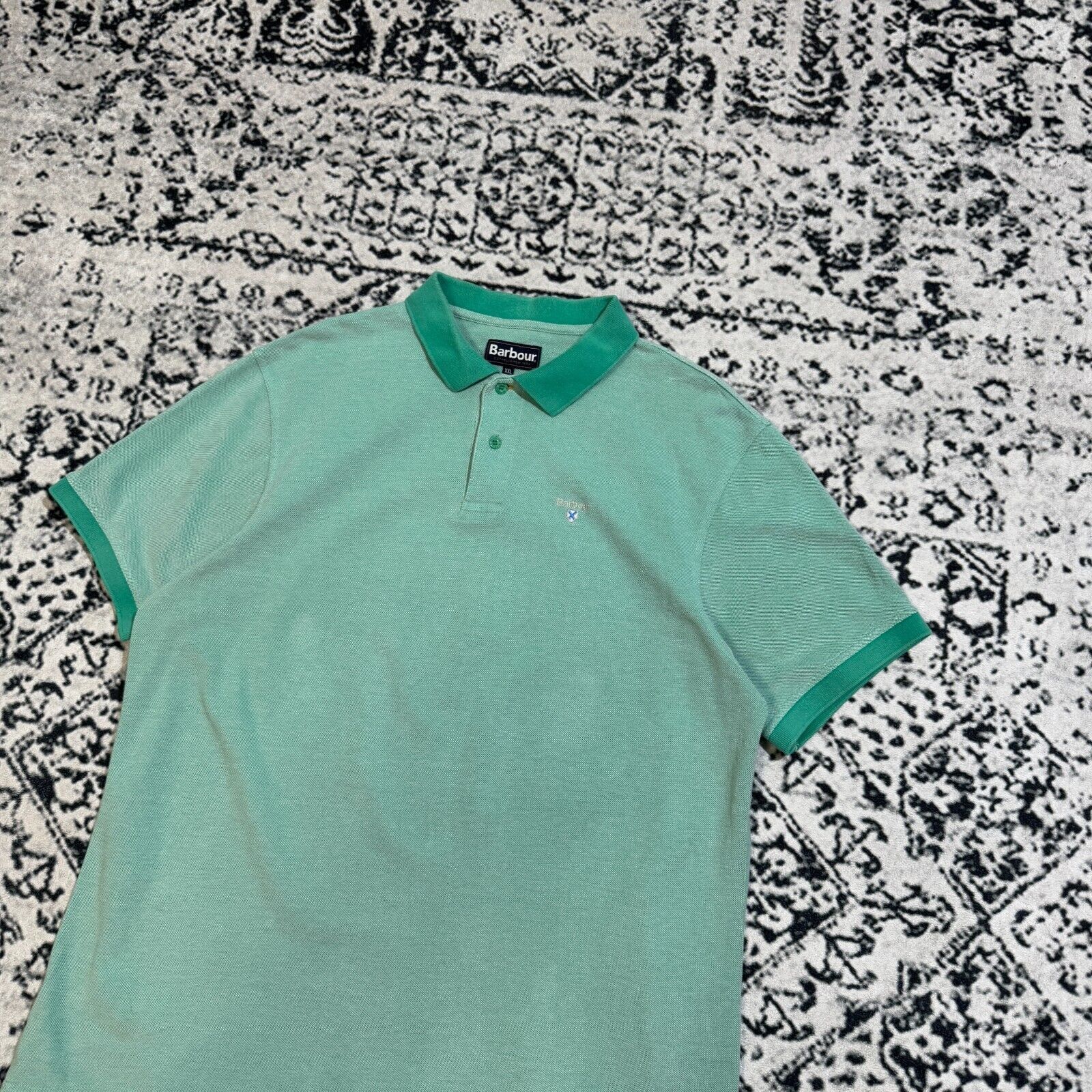 Barbour Vintage Barbour Unisex Green Cotton Polo Shirt Size XXL Size US XXL / EU 58 / 5 - 7 Thumbnail