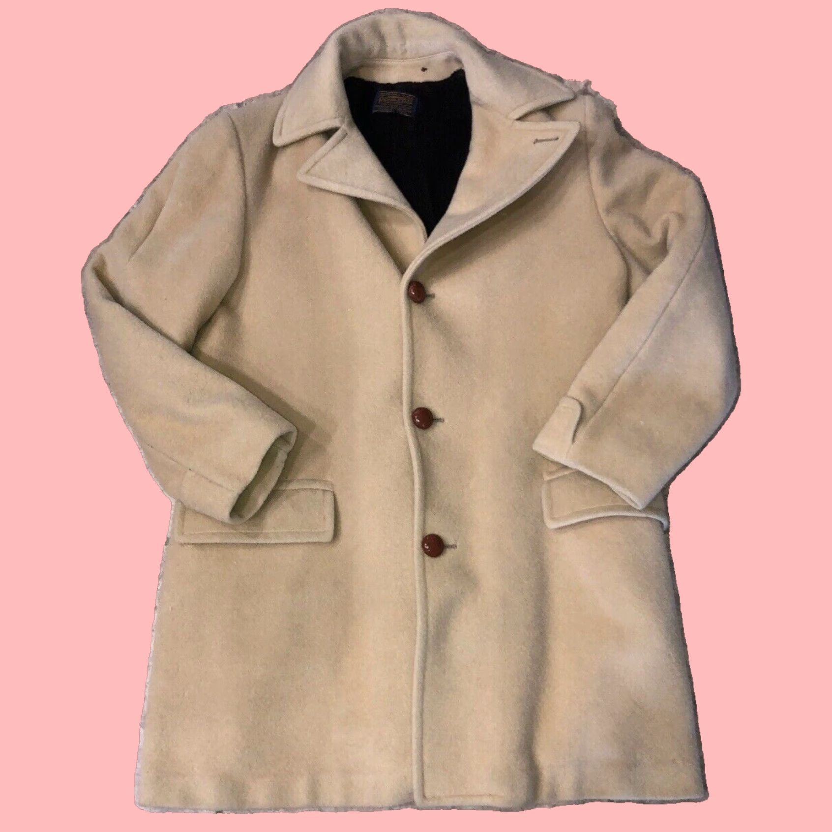 Pendleton Pendleton Classic Beige Fleece Lined Water Resistant Button Front Trench Coat with 24.5 Inch Armhole Circumference Measurement Grailed