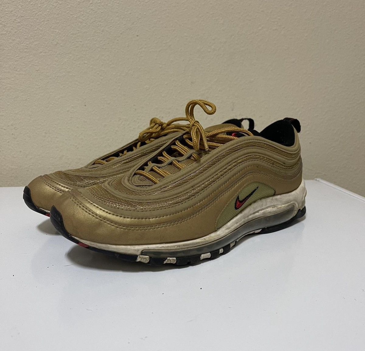 Nike Nike Air Max 97 Metallic Gold Size US 11.5 / EU 44-45 - 2 Thumbnail