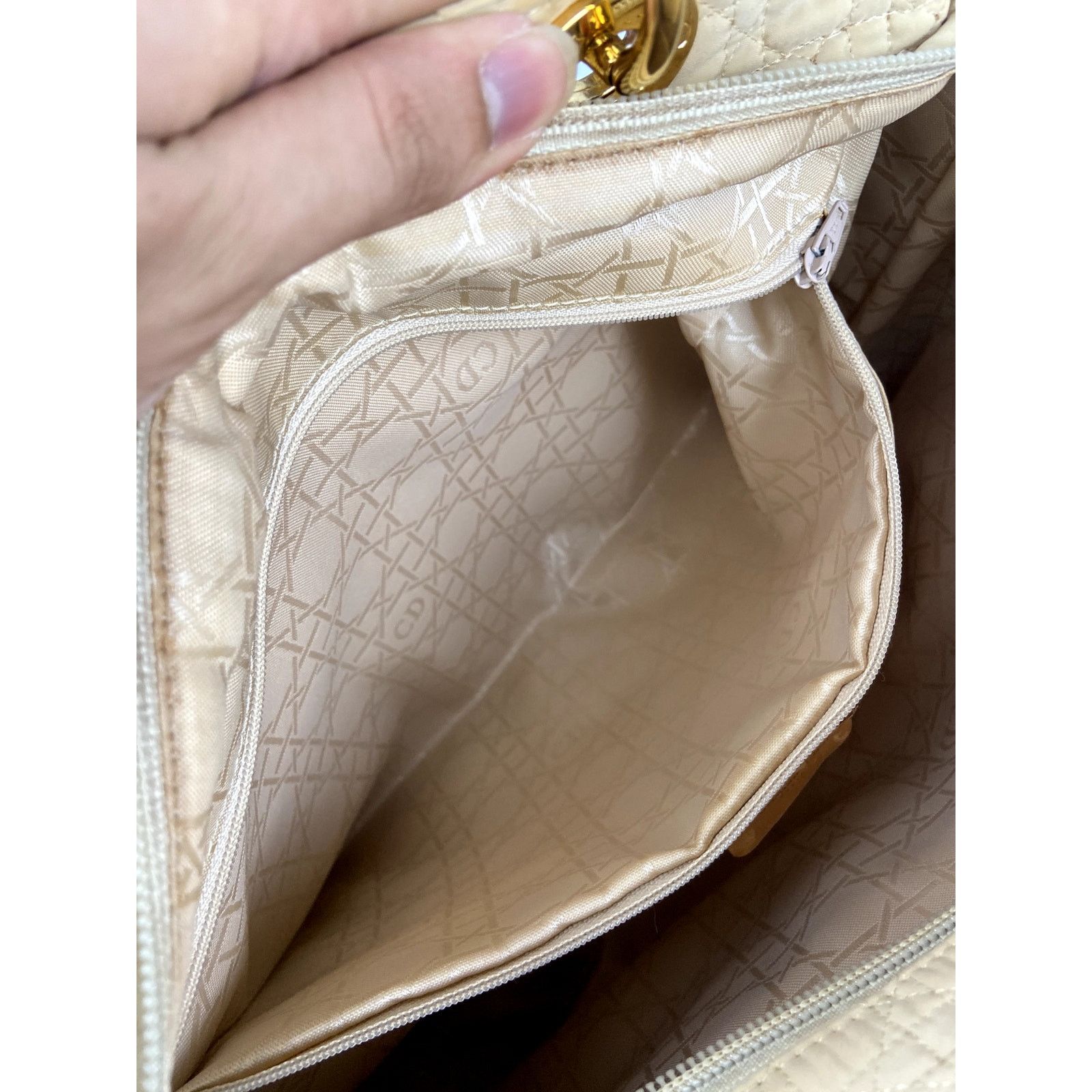 Dior Dior Beige Microfiber Lady Dior GD Handbag Size ONE SIZE - 15 Thumbnail