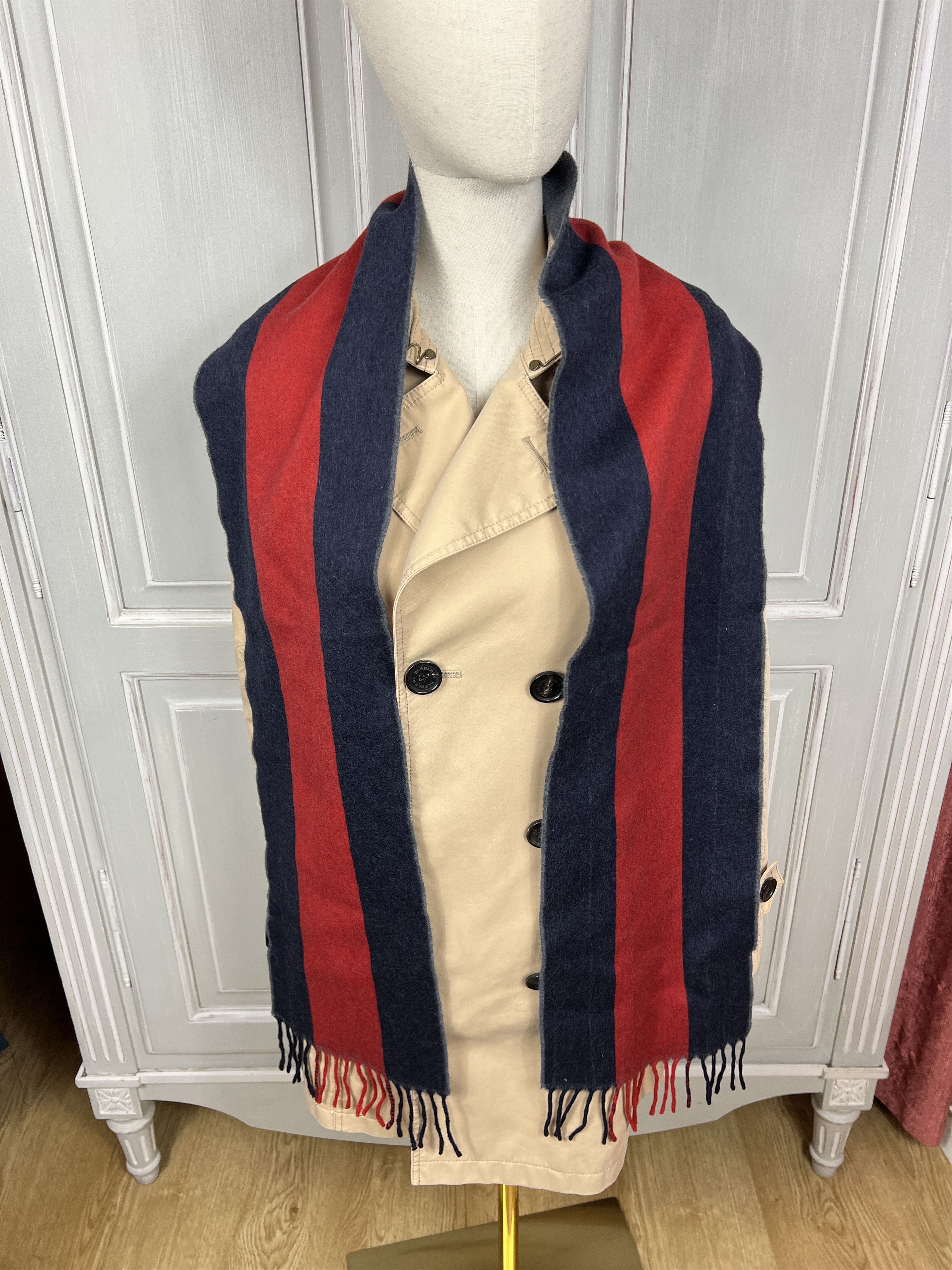 Gucci GUCCI NAVY RED SCARF LANA WOOL Size ONE SIZE - 1 Thumbnail