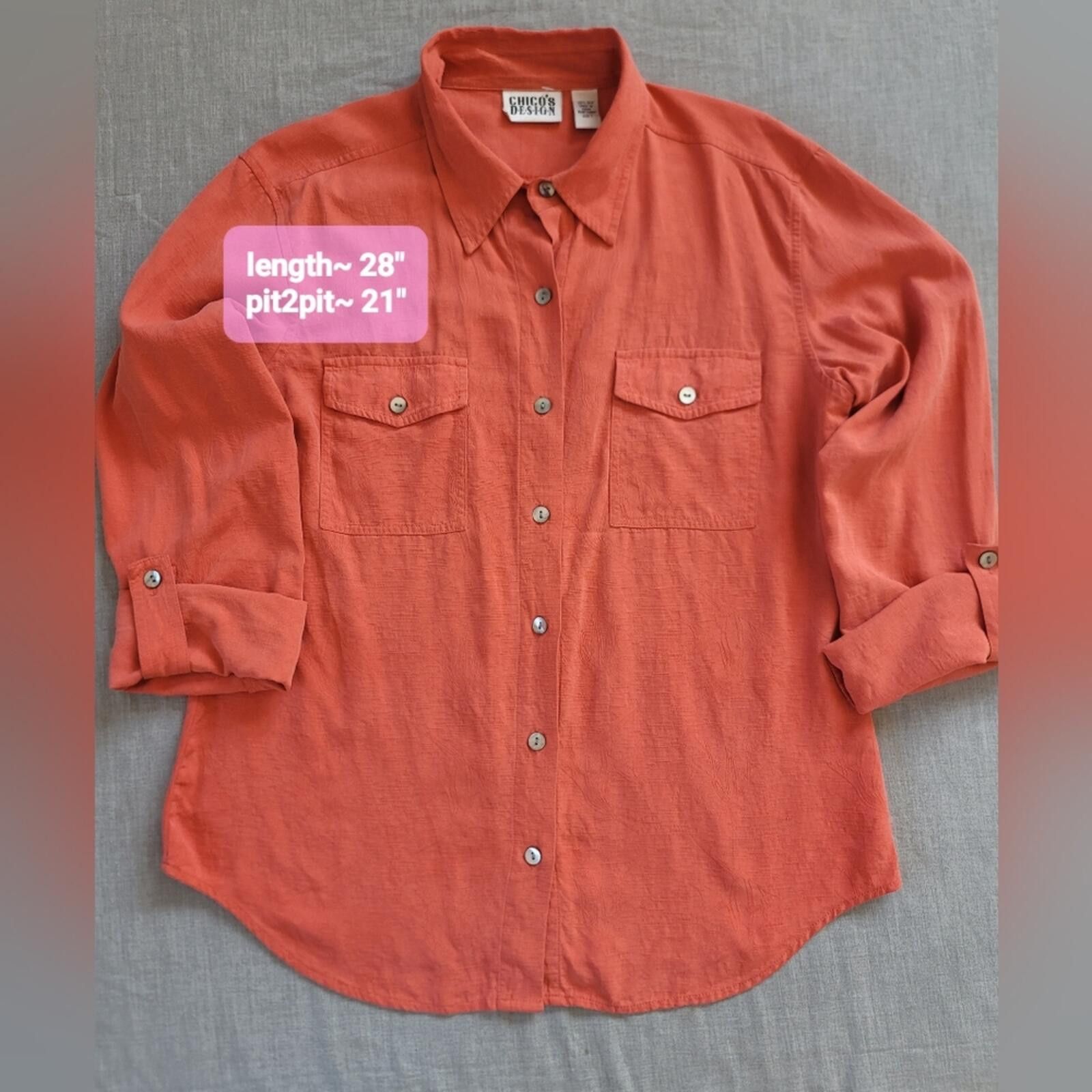 Chicos Chico's Design Coral 100% Silk Blouse Coastal Sz 0 (US 4) Size S / US 4 / IT 40 - 3 Thumbnail