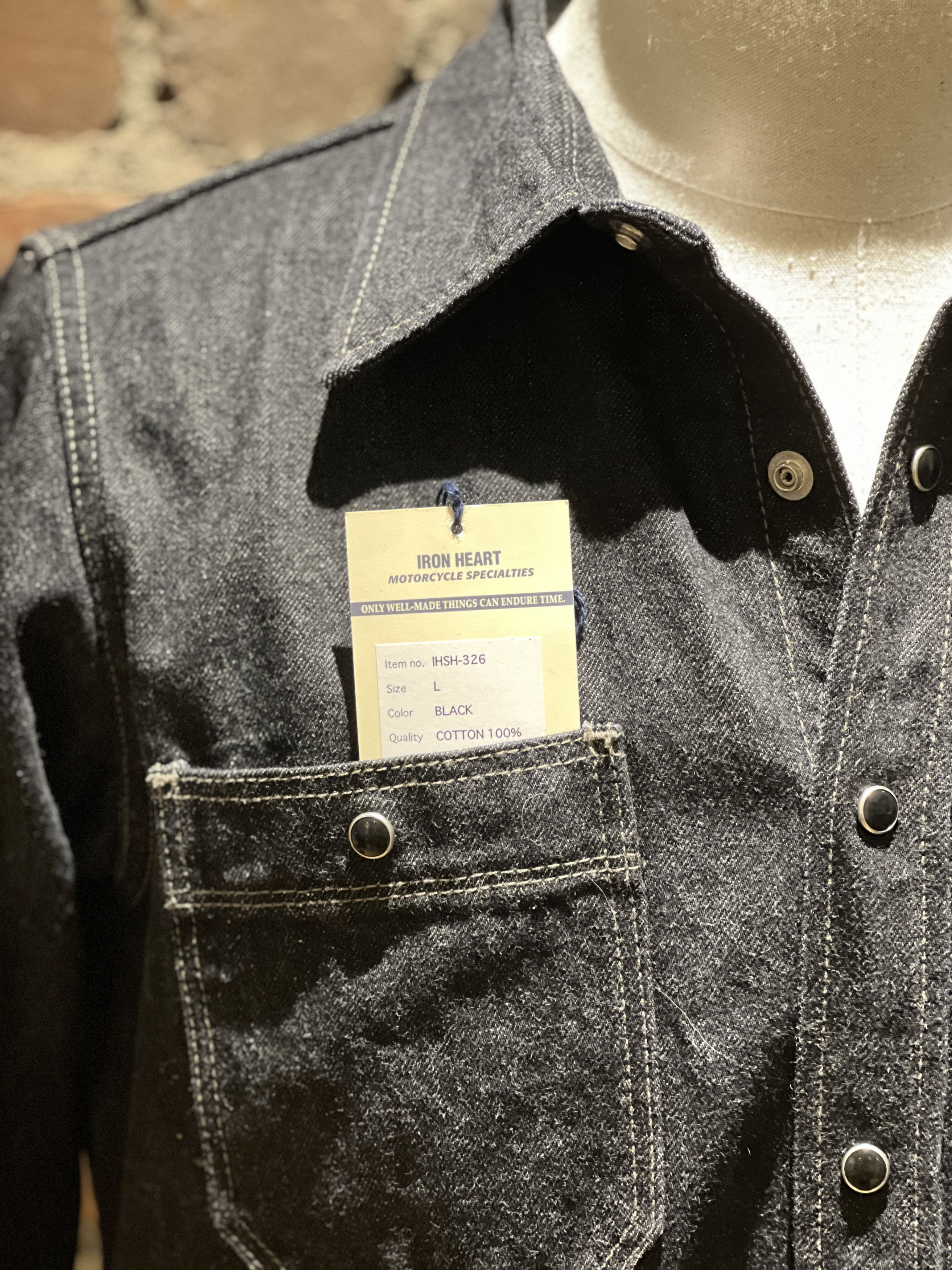 Iron Heart Iron Heart IHSH-326 12oz Selvedge Denim Work Shirt – Black Size US L / EU 52-54 / 3 - 7 Thumbnail