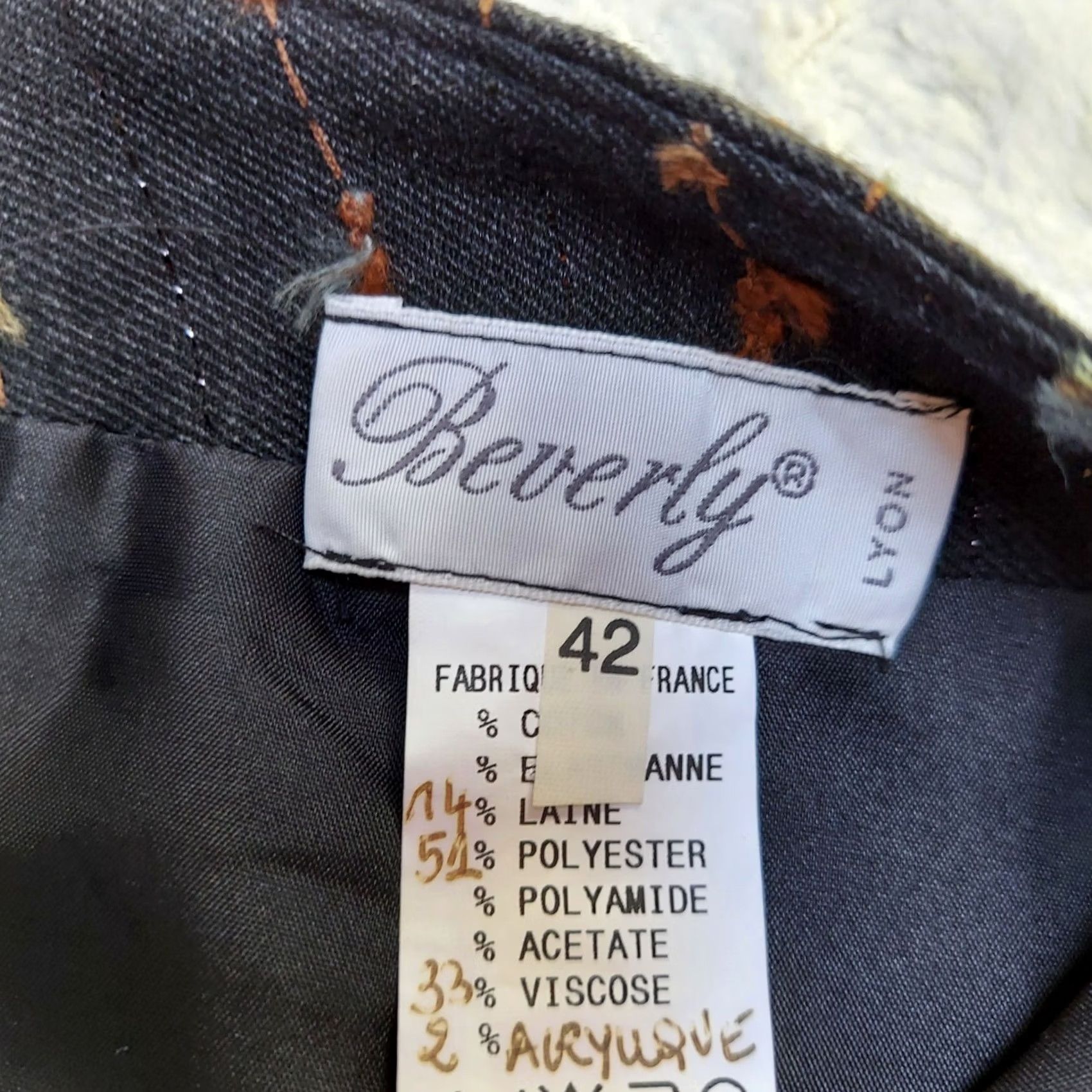 Vintage Beverly Skirt Womens A-Line Pleat Black Sz 42 Knee Length Denim Textured Vintage: No Size 28" / US 6 / IT 42 - 2 Thumbnail