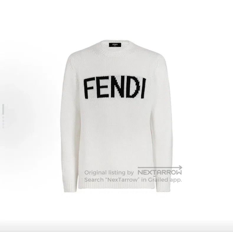 Fendi Fendi Pattern Logo Letter Embroidered Wool Long Sleeve Swe Size US L / EU 52-54 / 3 - 8 Thumbnail