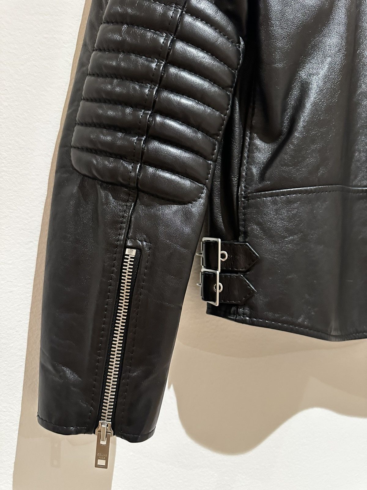 Celine AW19 Biker Jacket Black Leather Padded Size XS / US 0-2 / IT 36-38 - 6 Thumbnail
