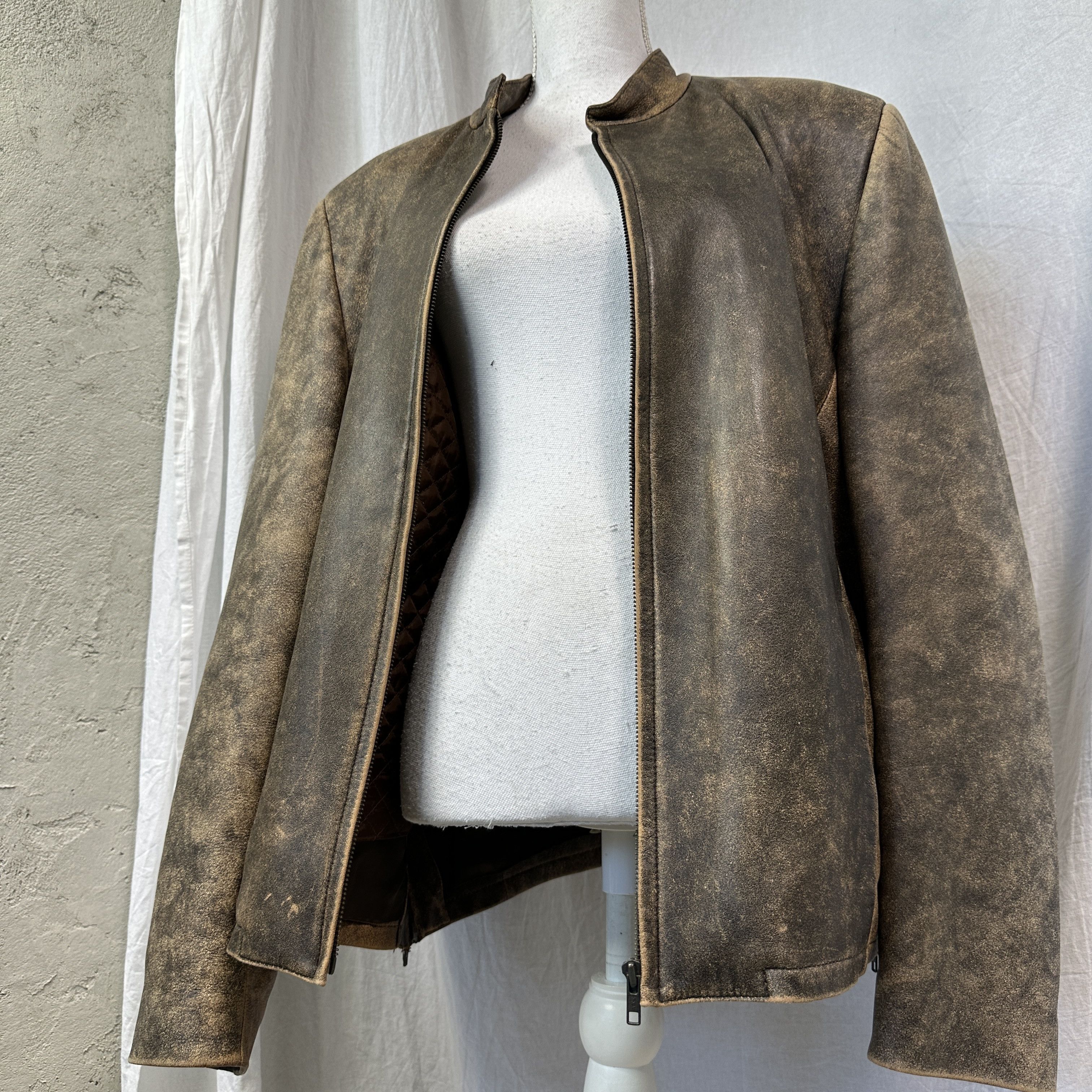 Vintage Vintage Leather Biker Moto Oversize Washed Jacket 00s Size US XL / EU 56 / 4 - 5 Thumbnail