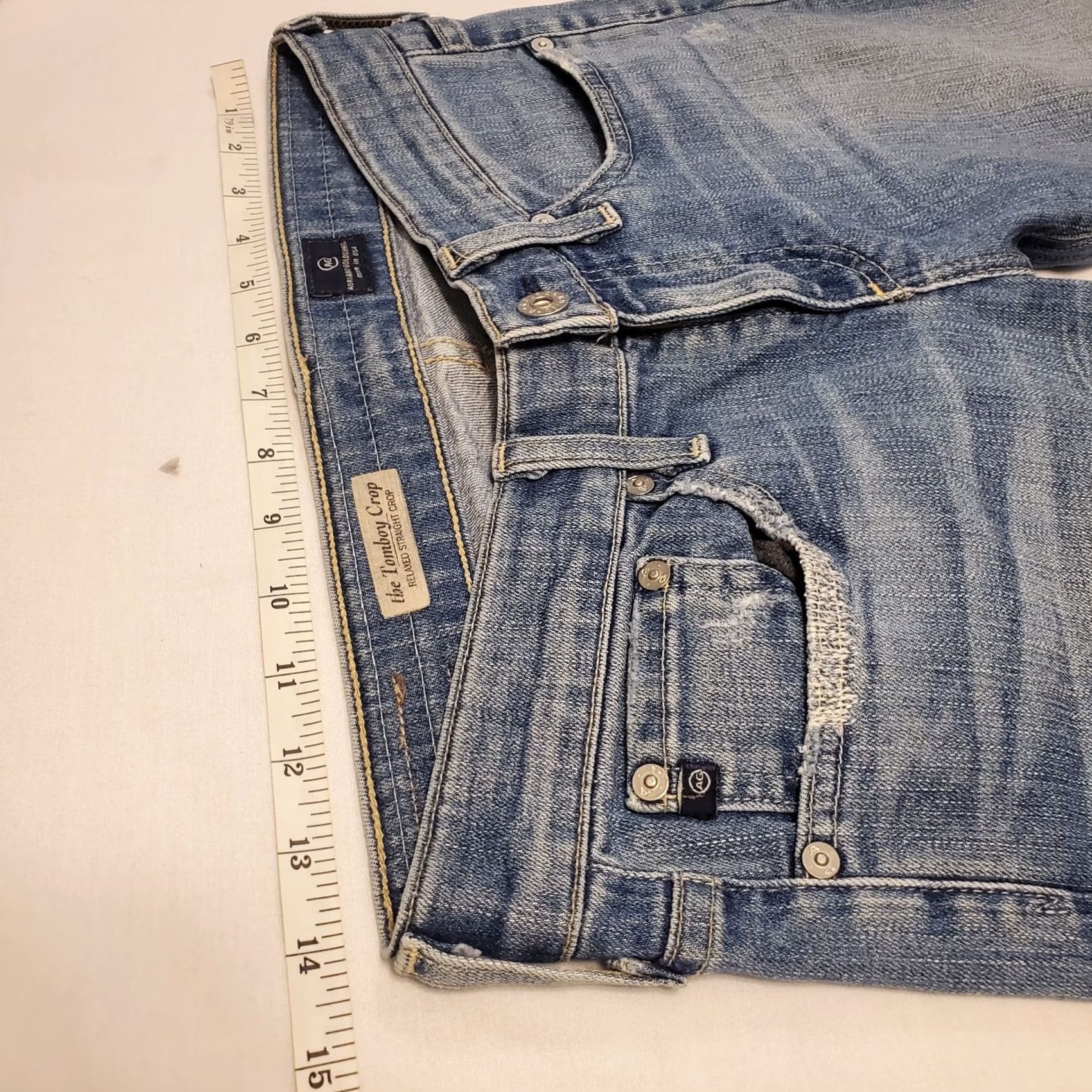 Vintage AG Adriano Goldschmied Jeans Womens 26 Blue Tomboy Crop Denim Relaxed USA Made Size 26" / US 2 / IT 38 - 4 Thumbnail
