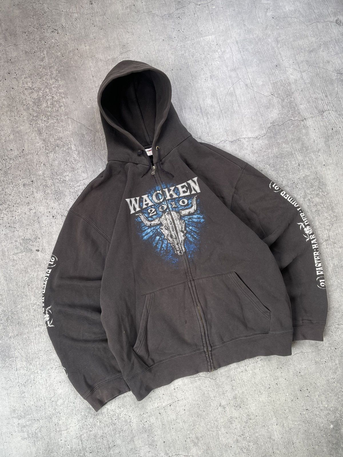 Vintage Vintage Wacken 2010 Zip Up Hoodie Distressed Sun Faded Y2K Size US XL / EU 56 / 4 - 3 Thumbnail