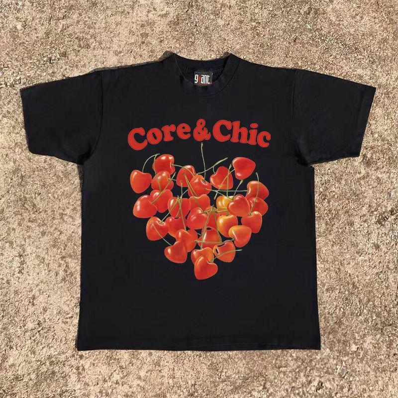 Japanese Brand × Vintage Black casual retro cherry pattern loose t-shirt Size US M / EU 48-50 / 2 - 1 Thumbnail