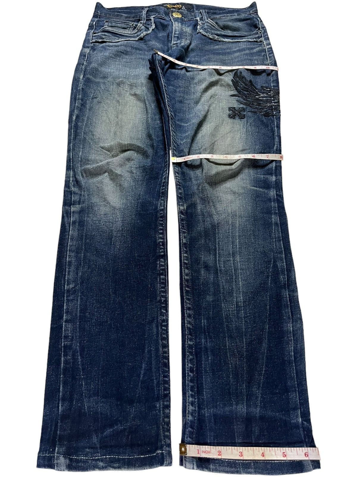 Japanese Brand × Seditionaries Vintage Japanese Brand Embellished Cross Patched Jeans Size US 33 - 13 Thumbnail