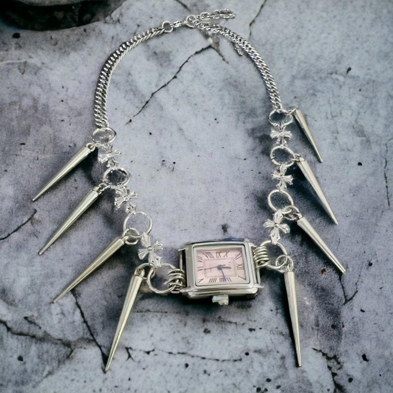 Jewelry Watch Punk Rivet Chain Choker Necklace Size ONE SIZE - 3 Thumbnail