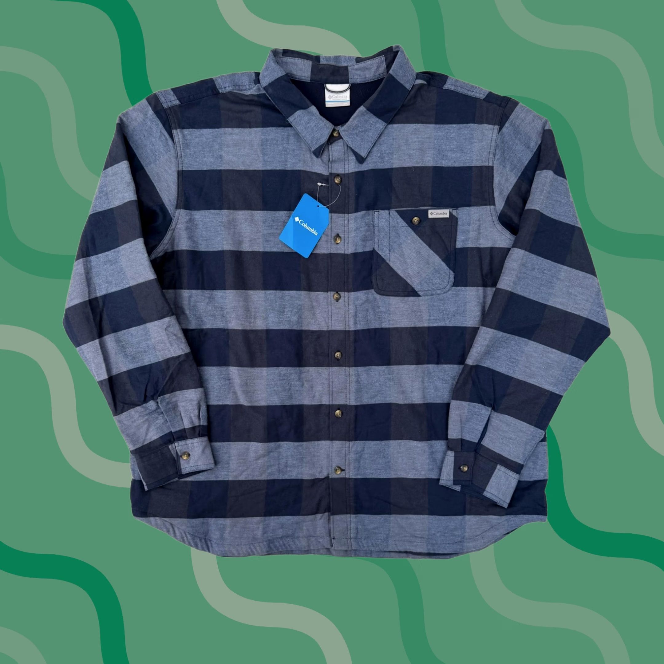 Vintage Columbia Shirt Jacket Mens 2XL Blue Stripe Flannel Lined Button Up Warm Size US XXL / EU 58 / 5 - 1 Thumbnail
