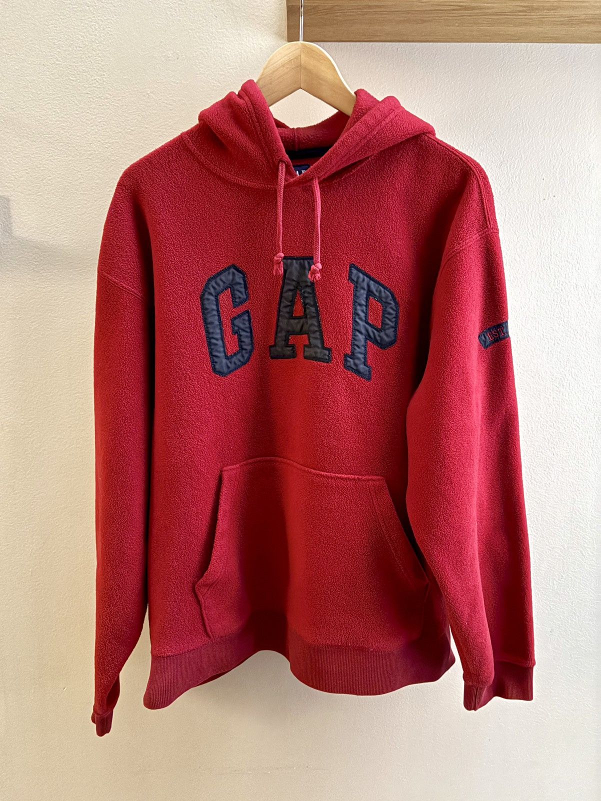 Gap GAP vintage late 90s Y2K maroon fleece pullover hoodie M/L Size US L / EU 52-54 / 3 - 1 Thumbnail