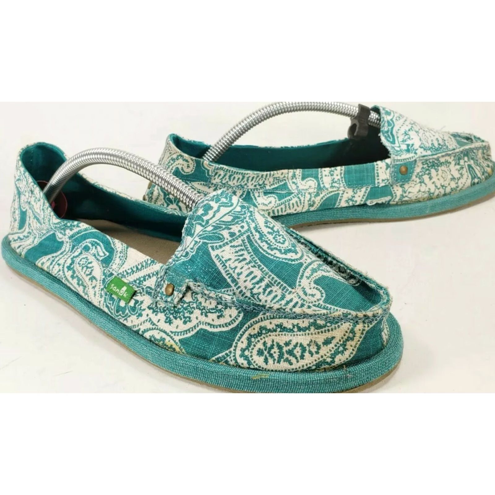 Sanuk SANUK Donna Women's Casual Loafers Teal White Paisley 41EU 10M UK 8.5 US 10 Mens Womens Shopping Shoes Size US 11 / IT 41 - 4 Thumbnail