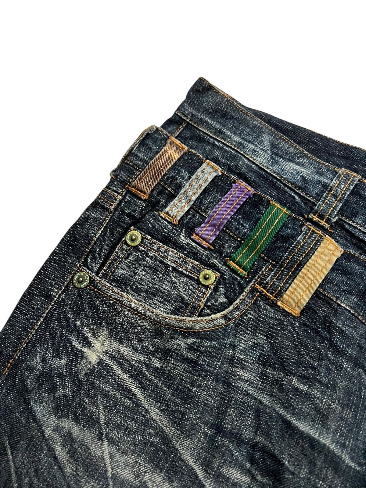 Japanese Brand 💥Double Waist💥Nylaus Clothing Distressed Clawmark Jean Size US 31 - 8 Thumbnail