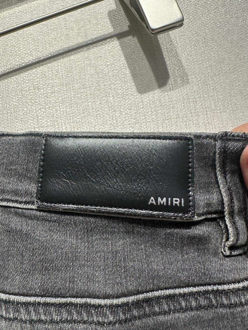 Amiri Amiri Grey Double Knee Hole Spotted Jeans Size US 31 - 4 Thumbnail