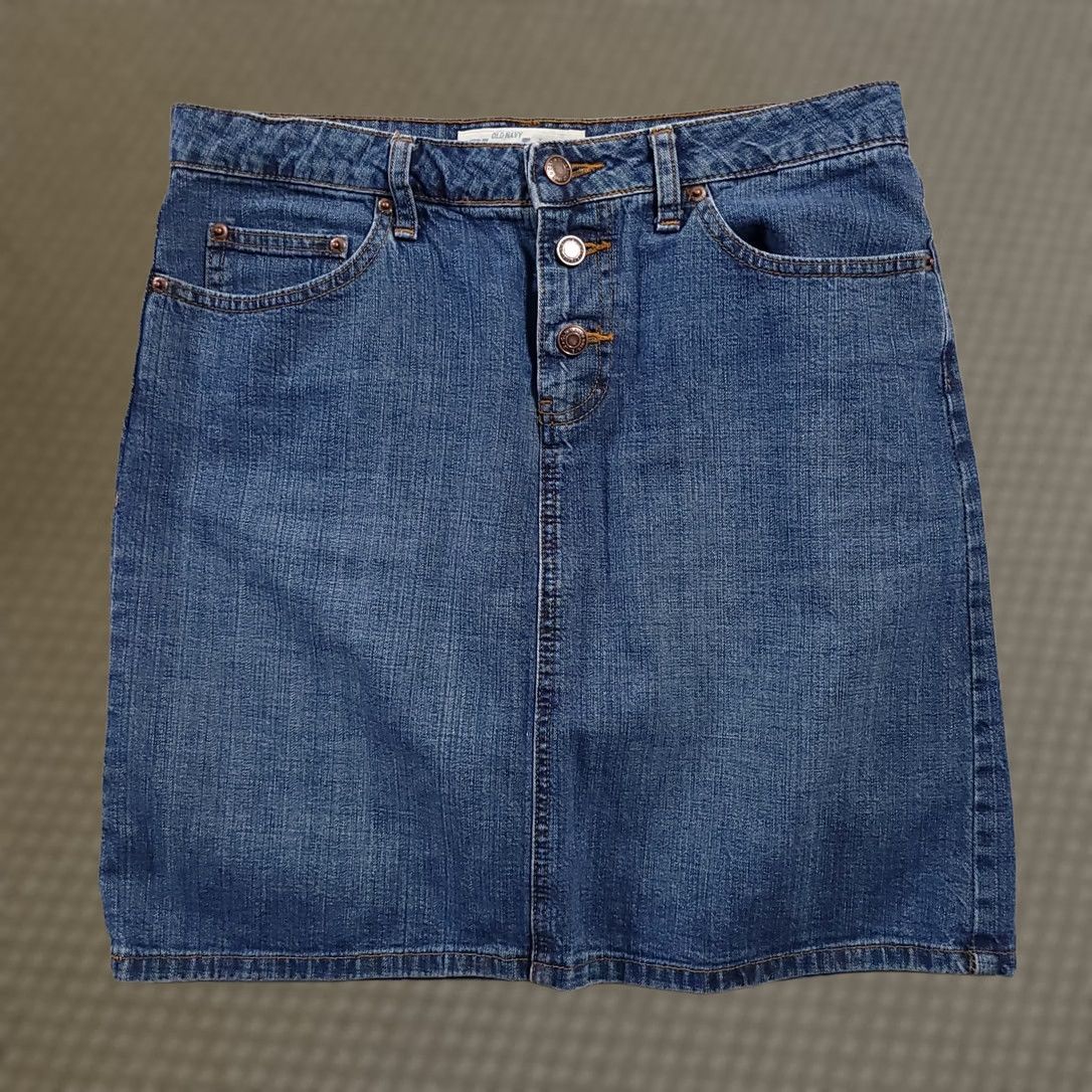 Old Navy Old Navy Skirt 8 Blue Denim Jeans Short Button Fly Women's Size 30" / US 8 / IT 44 - 1 Thumbnail