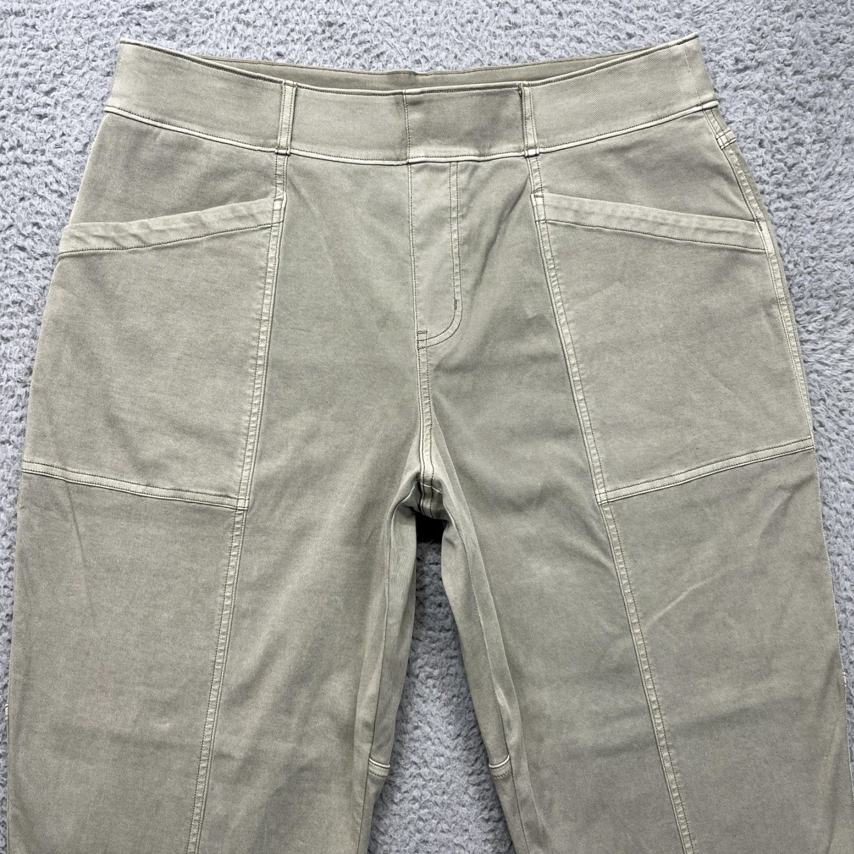 Spanx Spanx Cropped Twill Pants Womens 2X Beige Straight Leg Shaping Pull On Pockets Size 40" / US 18 - 2 Thumbnail