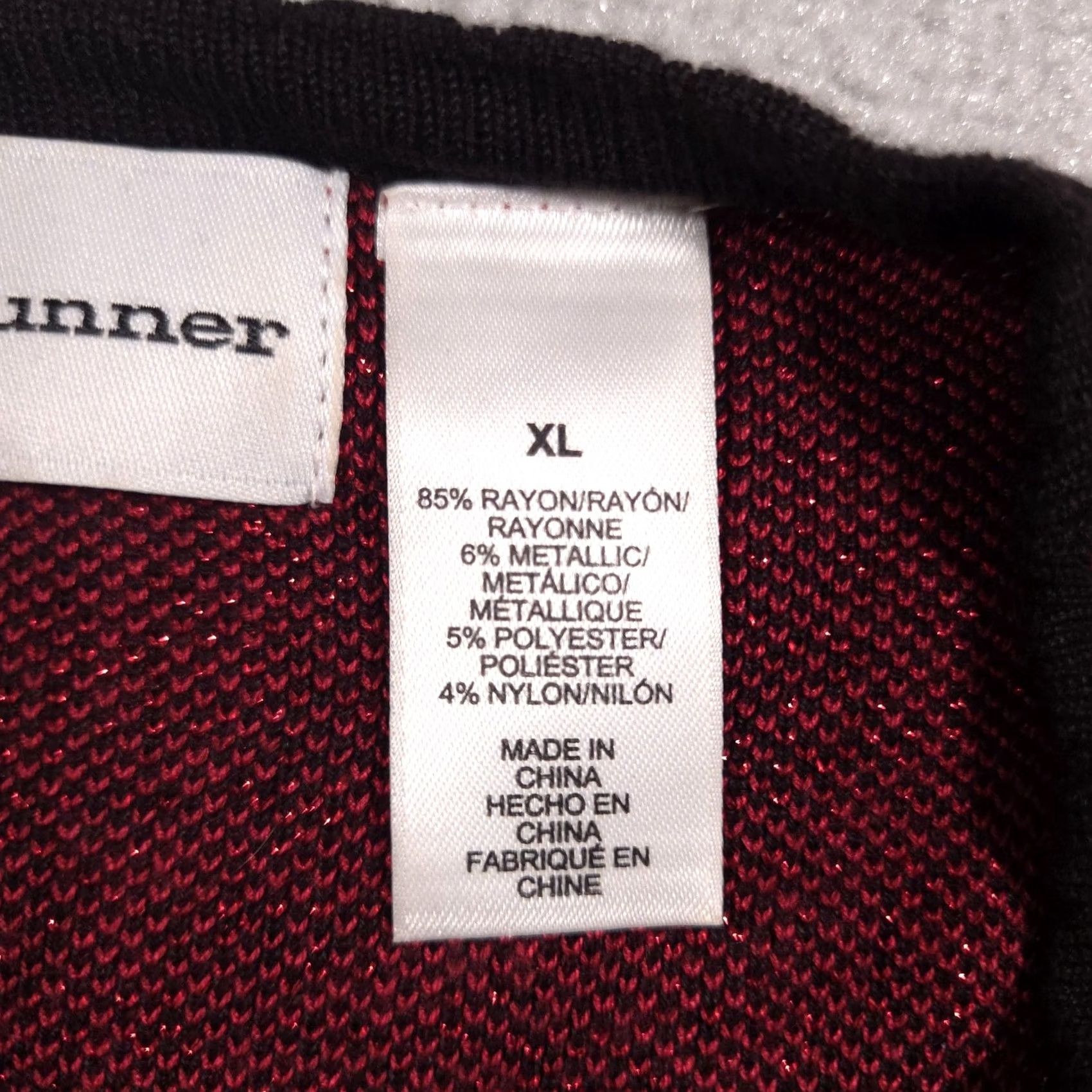 Vintage Alfred Dunner Sweater Cardigan Womens XL Red Ombre Rhinestone Open Front Geometric Knit 3/4 Sleeve Womens Size XL / US 12-14 / IT 48-50 - 7 Thumbnail
