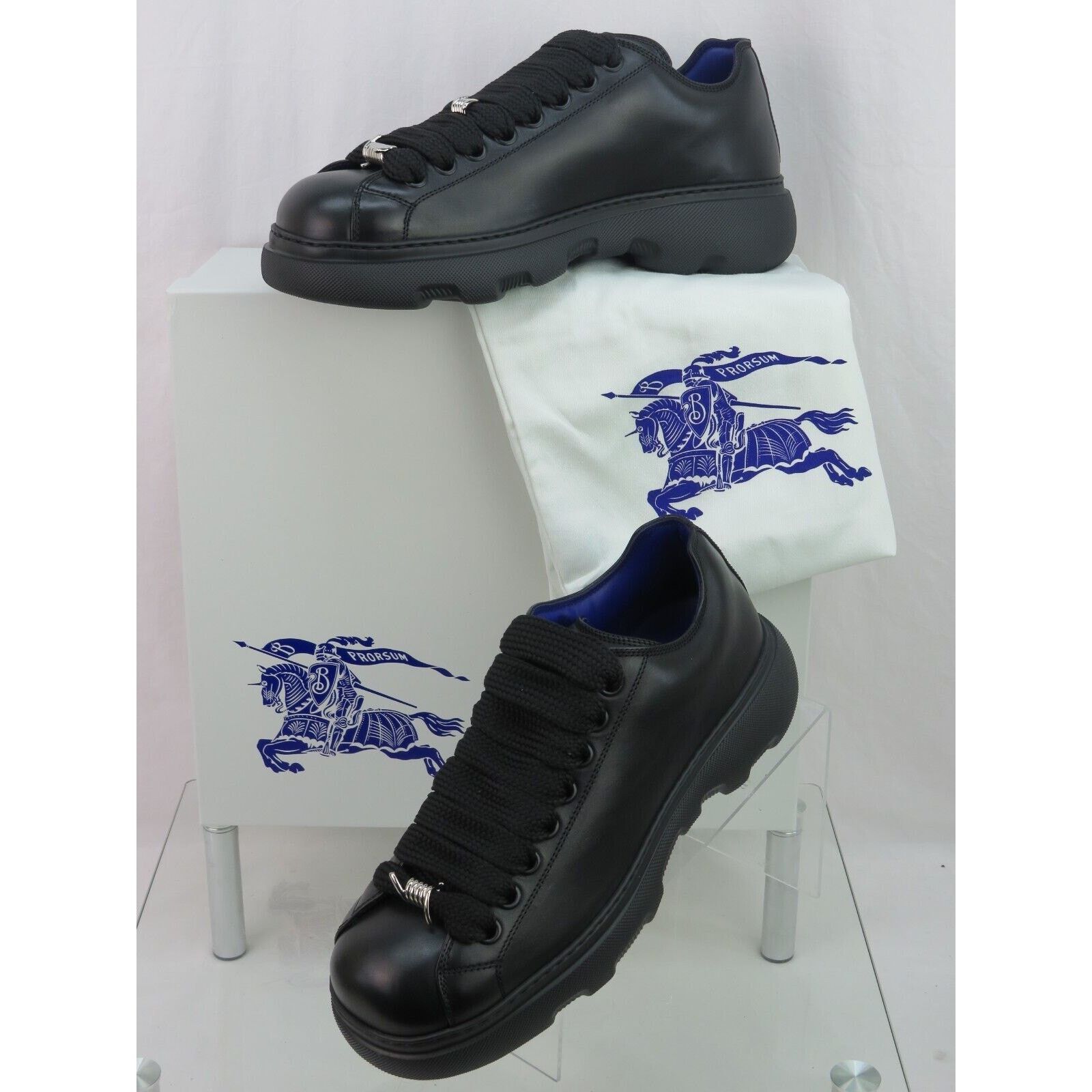 BURBERRY RANGER BLACK LEATHER HIKING BOOTS US 11 44 IT $1K