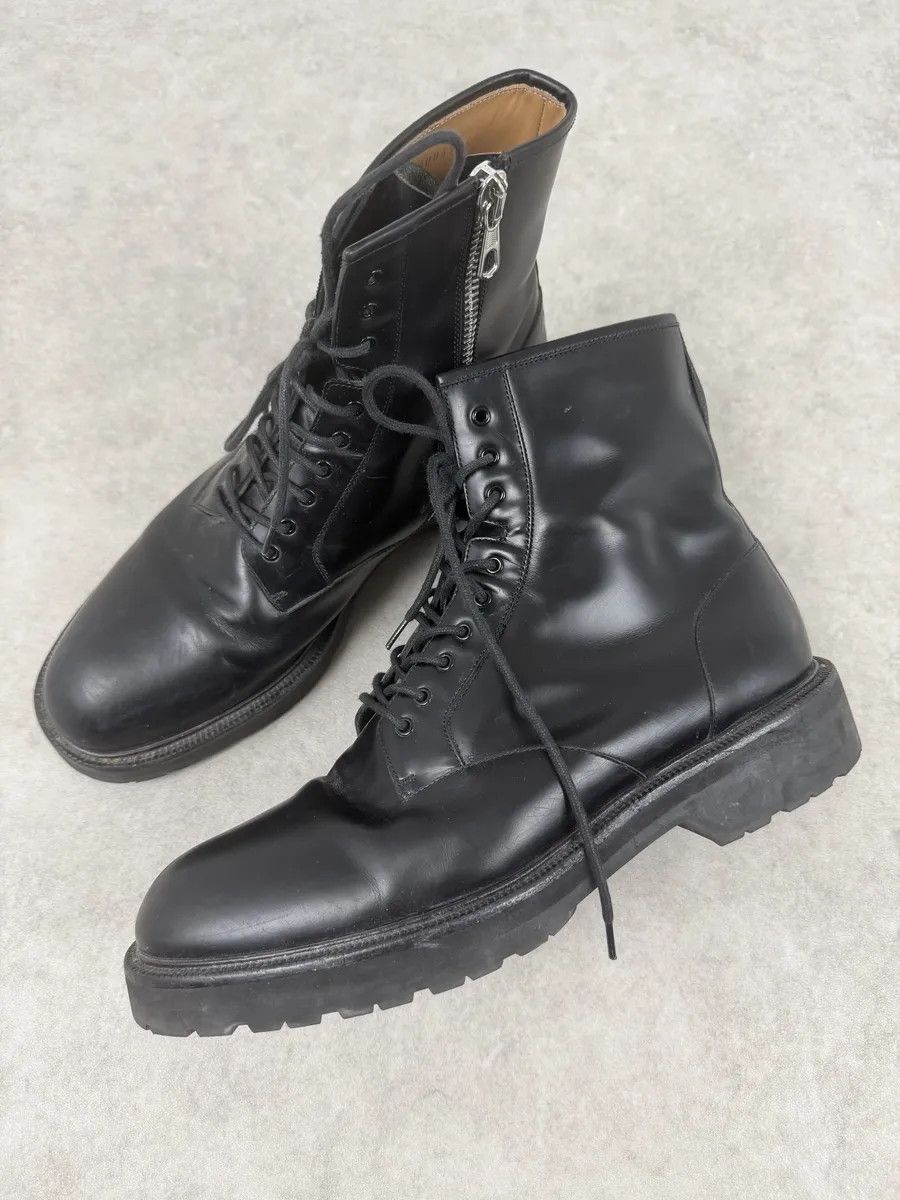 Dries Van Noten AW2017 Dries Van Noten Black Leather Combat Zip Boots Size US 12.5 / EU 45-46 - 2 Thumbnail