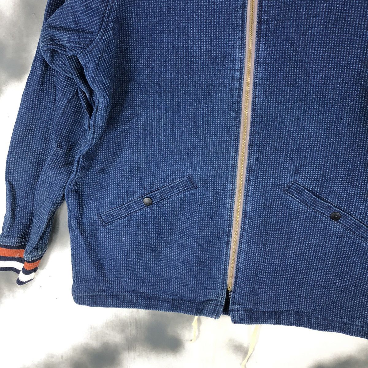 Japanese Brand Authentic Aozora Sashiko Denim Ribbed Jacket Size US L / EU 52-54 / 3 - 3 Thumbnail