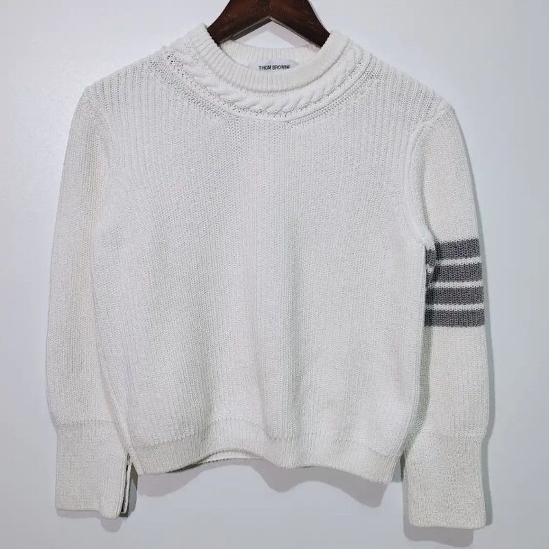 Thom Browne Thom Browne White Wool Women's Pullover Sweater 0089 Size L / US 10 / IT 46 - 1 Thumbnail