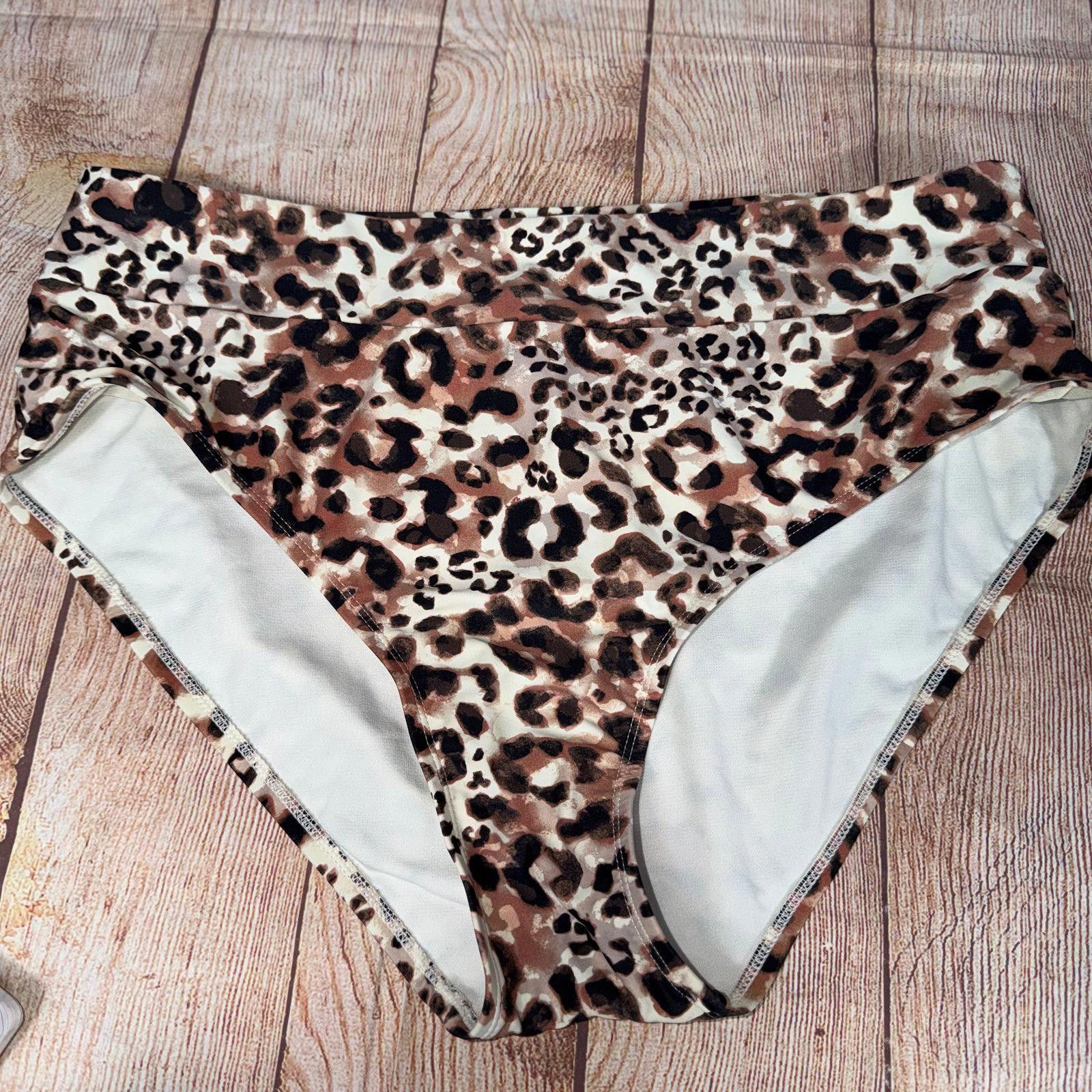 Other Time and Tru Leopard Print High-Waisted 1X Swim Bottoms Size ONE SIZE - 2 Thumbnail
