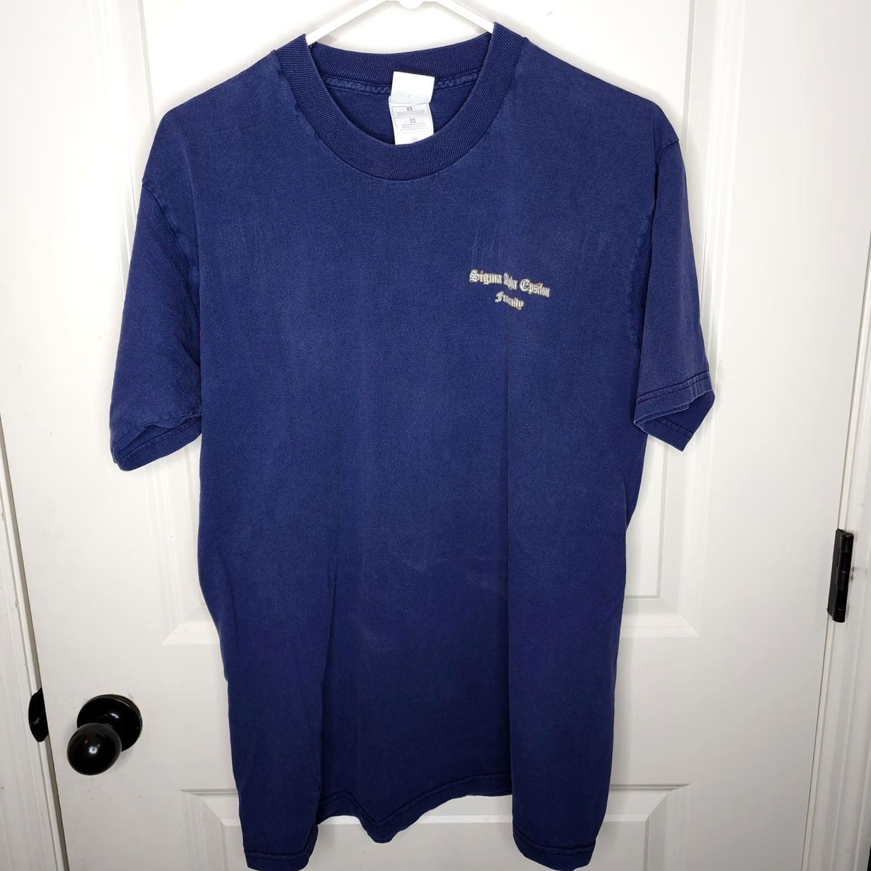 Gildan VINTAGE Gildan Shirt Mens L Blue Sigma Alpha Epsilon Crest 1856 Fraternity Tee Size US L / EU 52-54 / 3 - 4 Thumbnail