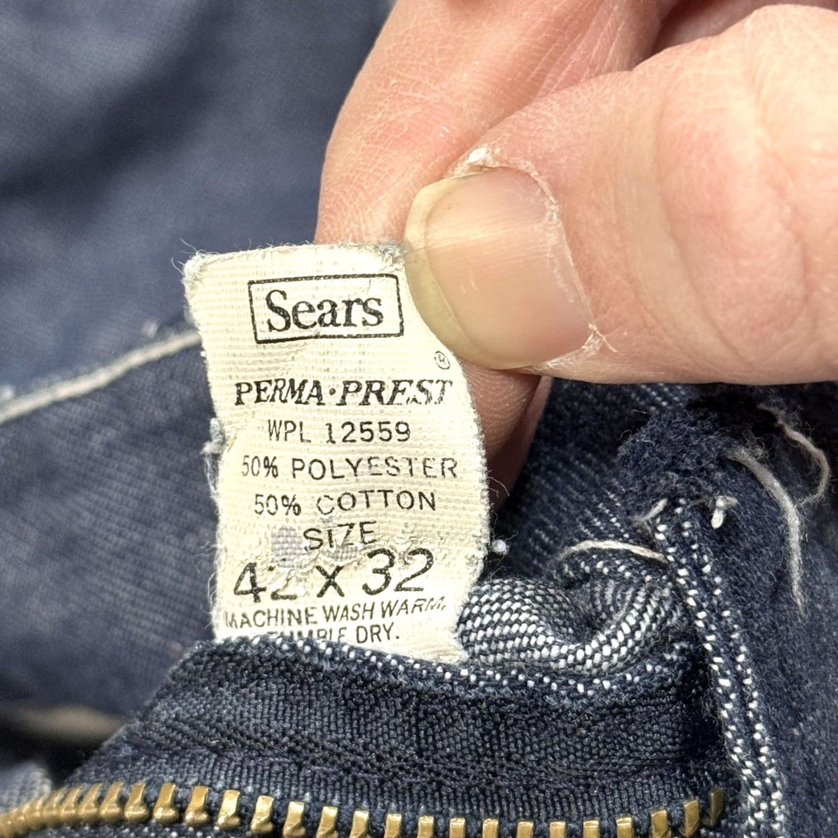 Sears VINTAGE Sears Jeans Mens 42x30 Blue Perma-Prest Workwear Straight Carpenter 70s Jeans Mens Blue 42x30 Vintage Sears Size US 42 / EU 58 - 6 Thumbnail