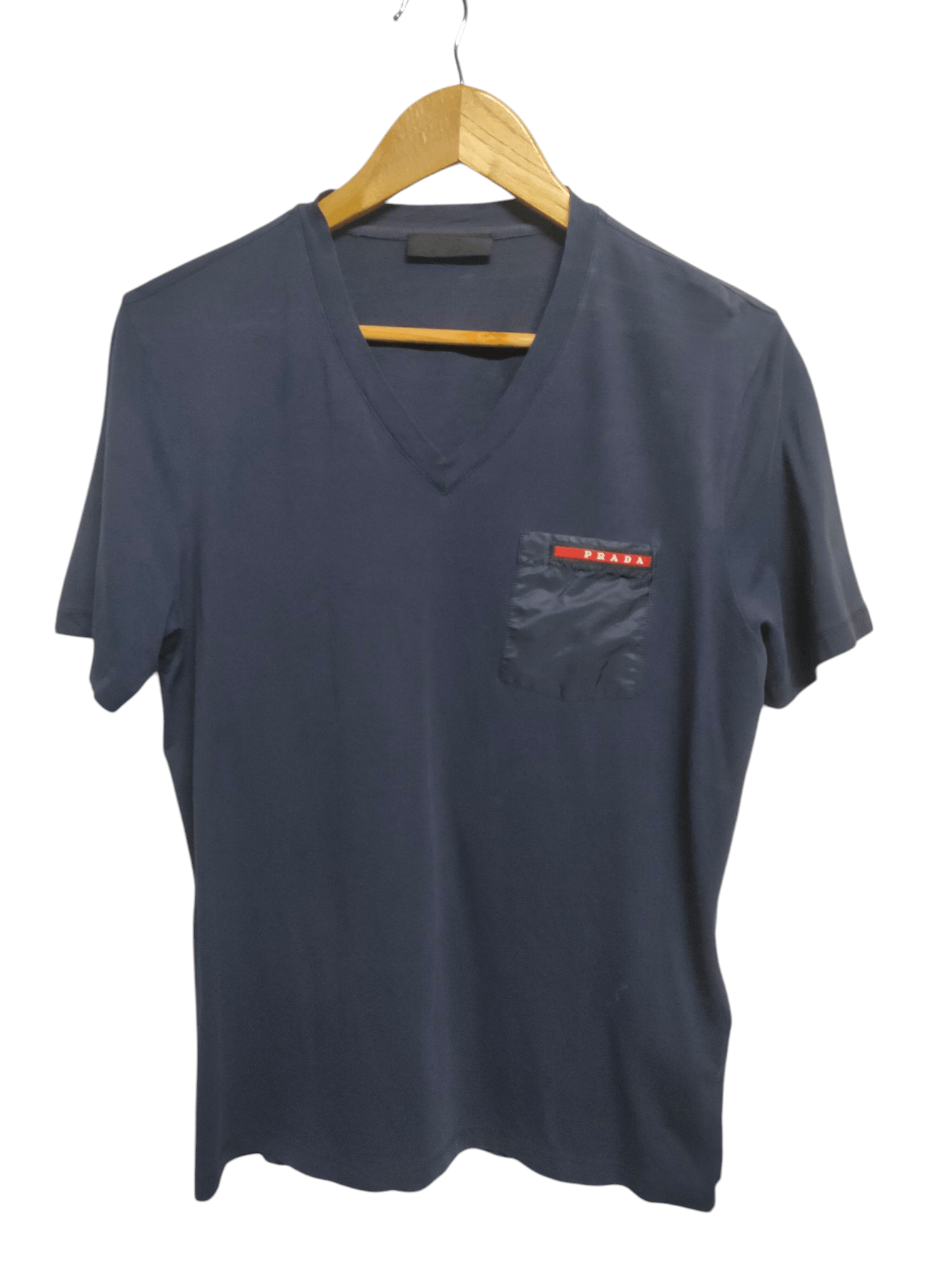 Prada Distressed vintage Prada V-neck pocket tshirt Size US S / EU 44-46 / 1 - 1 Thumbnail