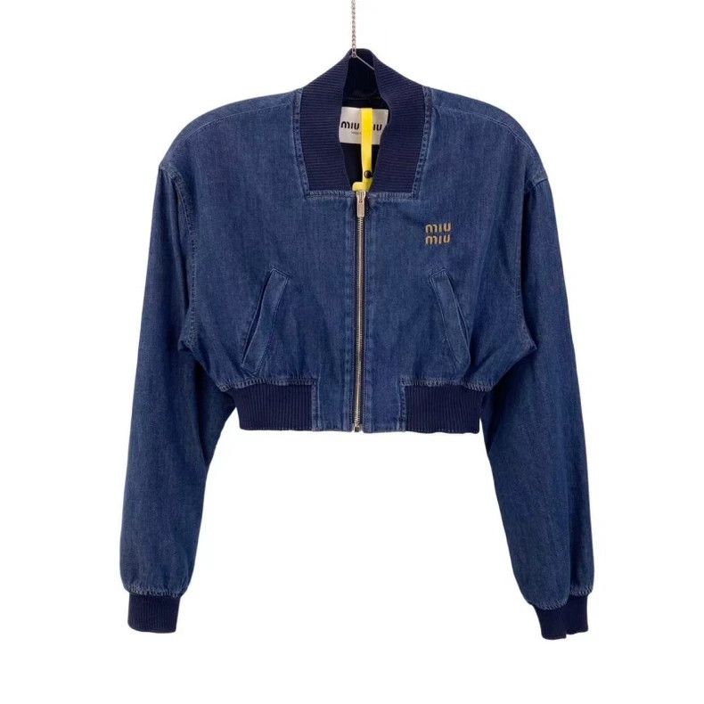 Miu Miu Miumiu 23SS Blue Embroidered Denim Jacket Size US XS / EU 42 / 0 - 1 Thumbnail